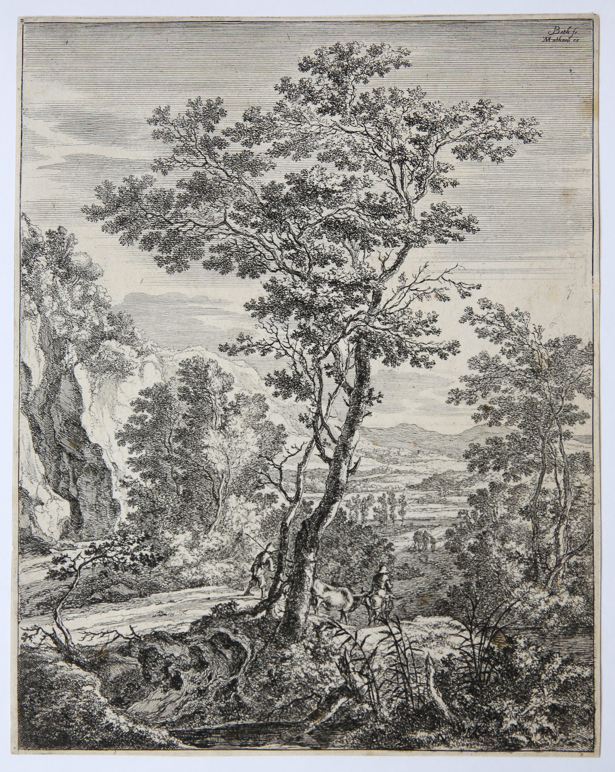 [Antique etching/ets] The large tree (The set of the upright Italian landscapes)/De grote boom, published ca. 1644-1652.
