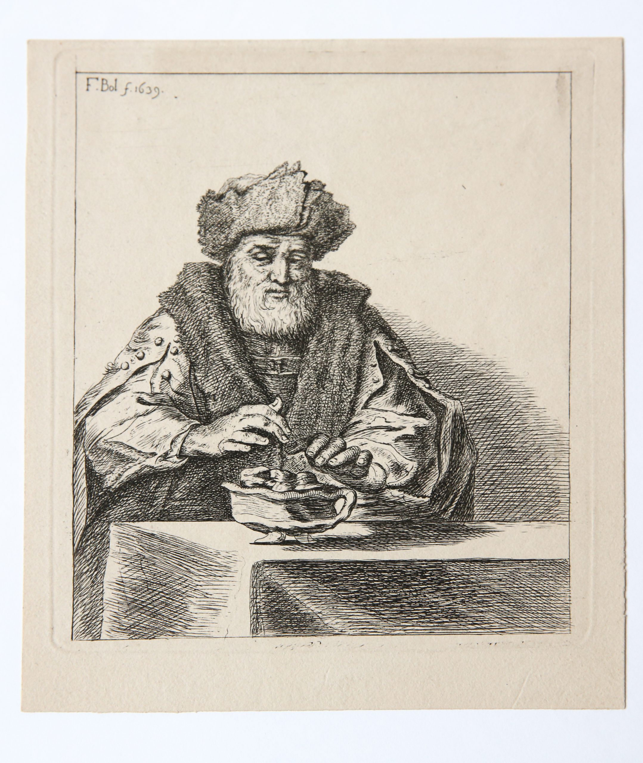 [Antique print, engraving and etching] Old man warming up his hands. [Allegory of Winter (?)]/Oude man die zijn handen warmt. before 1814.