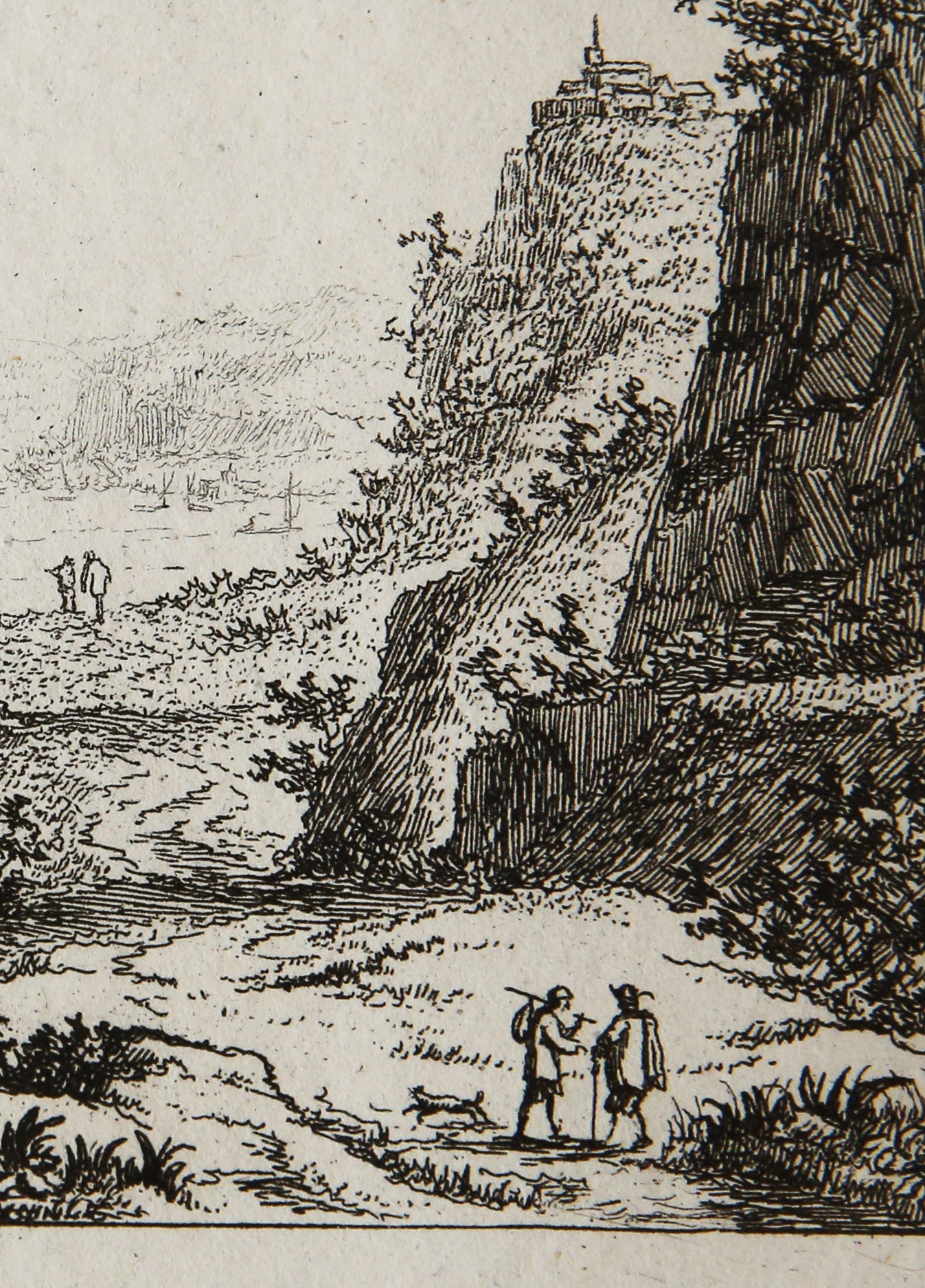 [Print/etching/ets] River landscape with hikers. [Set of 6: Various Landscapes]/Rivierlandschap met wandelaars.