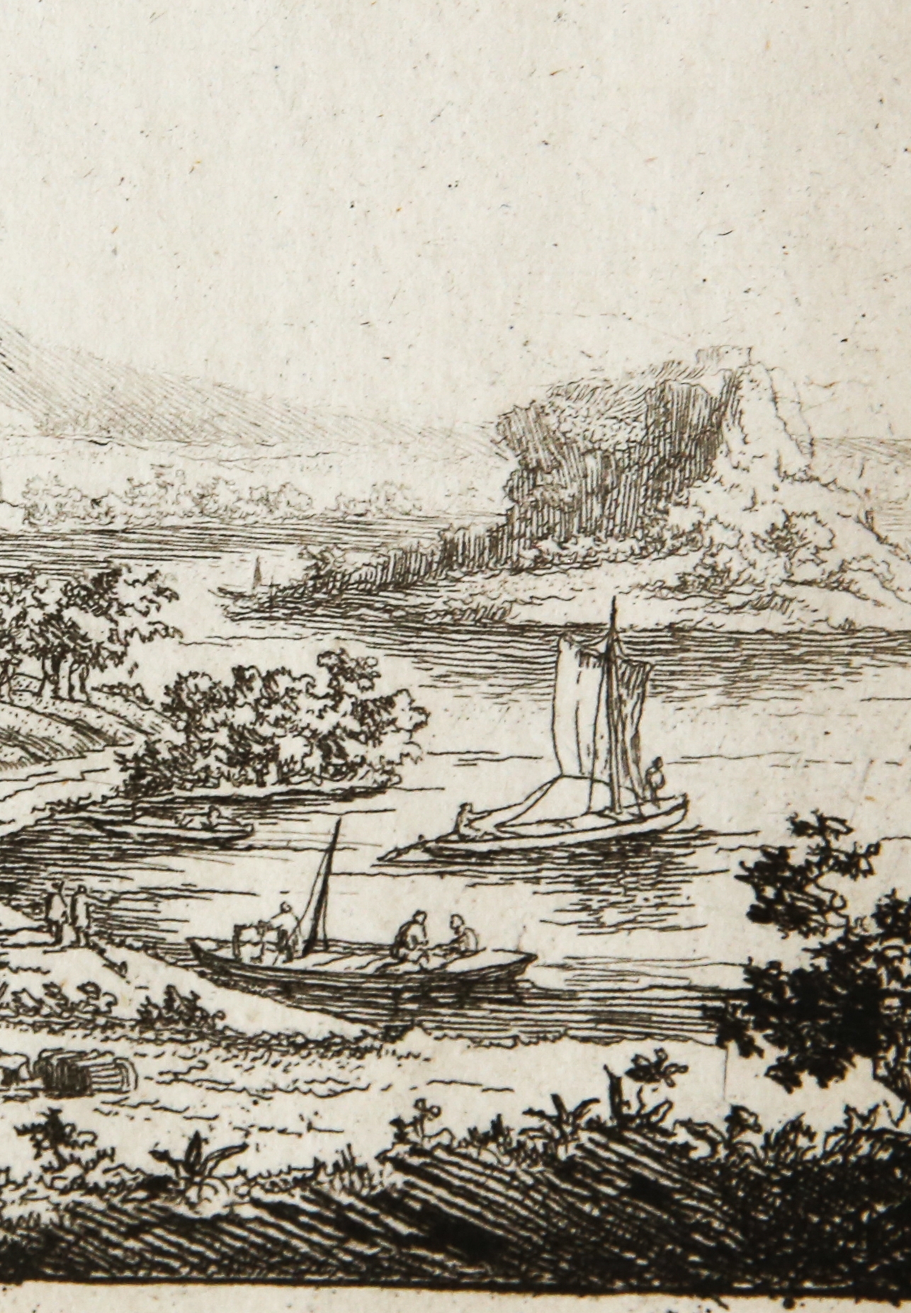 [Original etching/ets] River landscape with peasants and fishermen. [Set of 6: Various Landscapes]/Landschap met boeren en vissers.