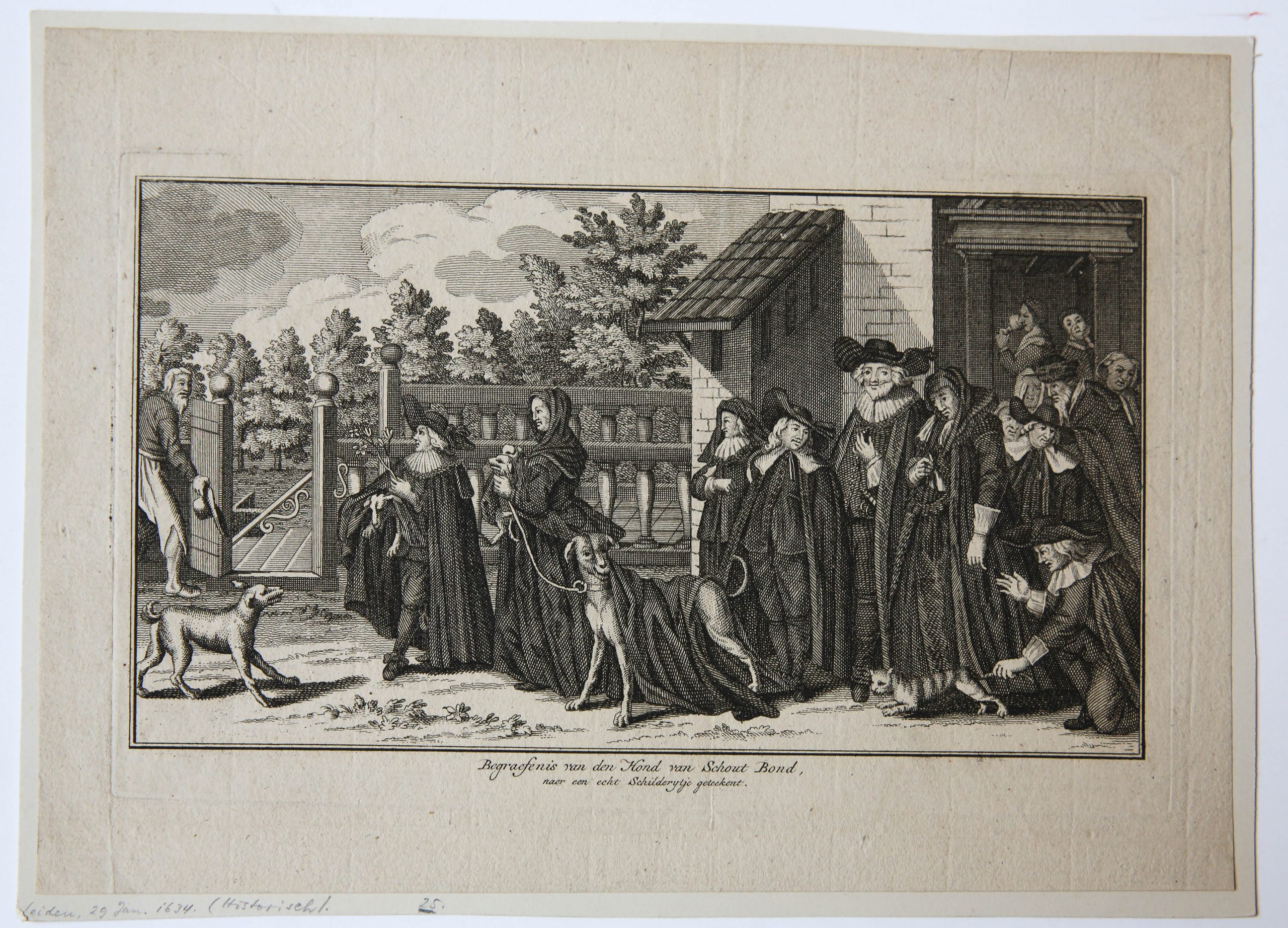 [Original etching/ets] The funeral of Tyter the dog of Willem de Bont/De begrafenis van Tyter de hond van schout Willem de Bont, published 1707-1707.