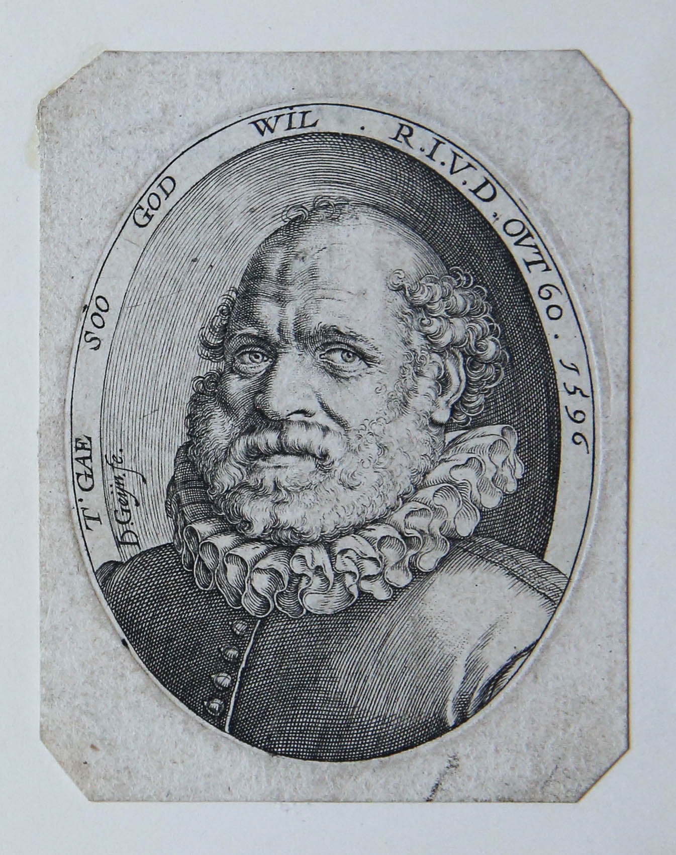 [Antique print, engraving] Portrait of Rutgaert Jansz/Portret van de dichter Rutgaert Jansz., published 1596.