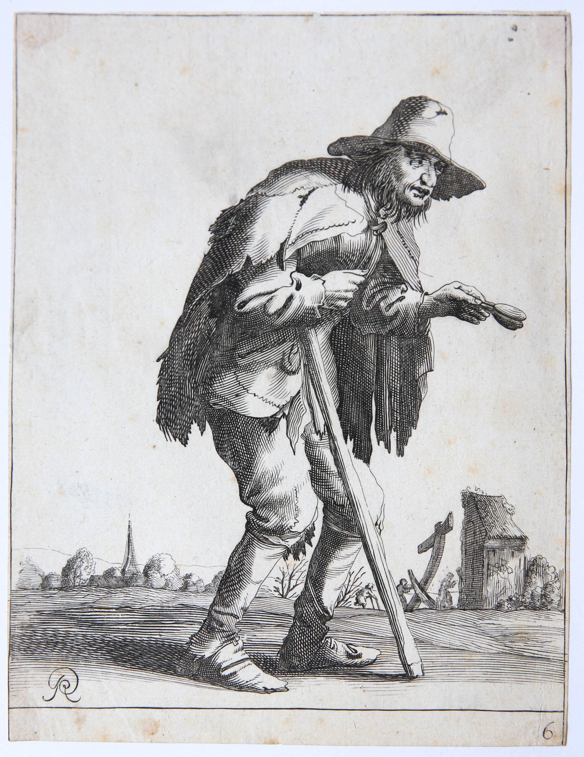 [Antique print, etching] A beggar [6] (Set title: Beggars and Peasants, 26 plates), published ca.1652.