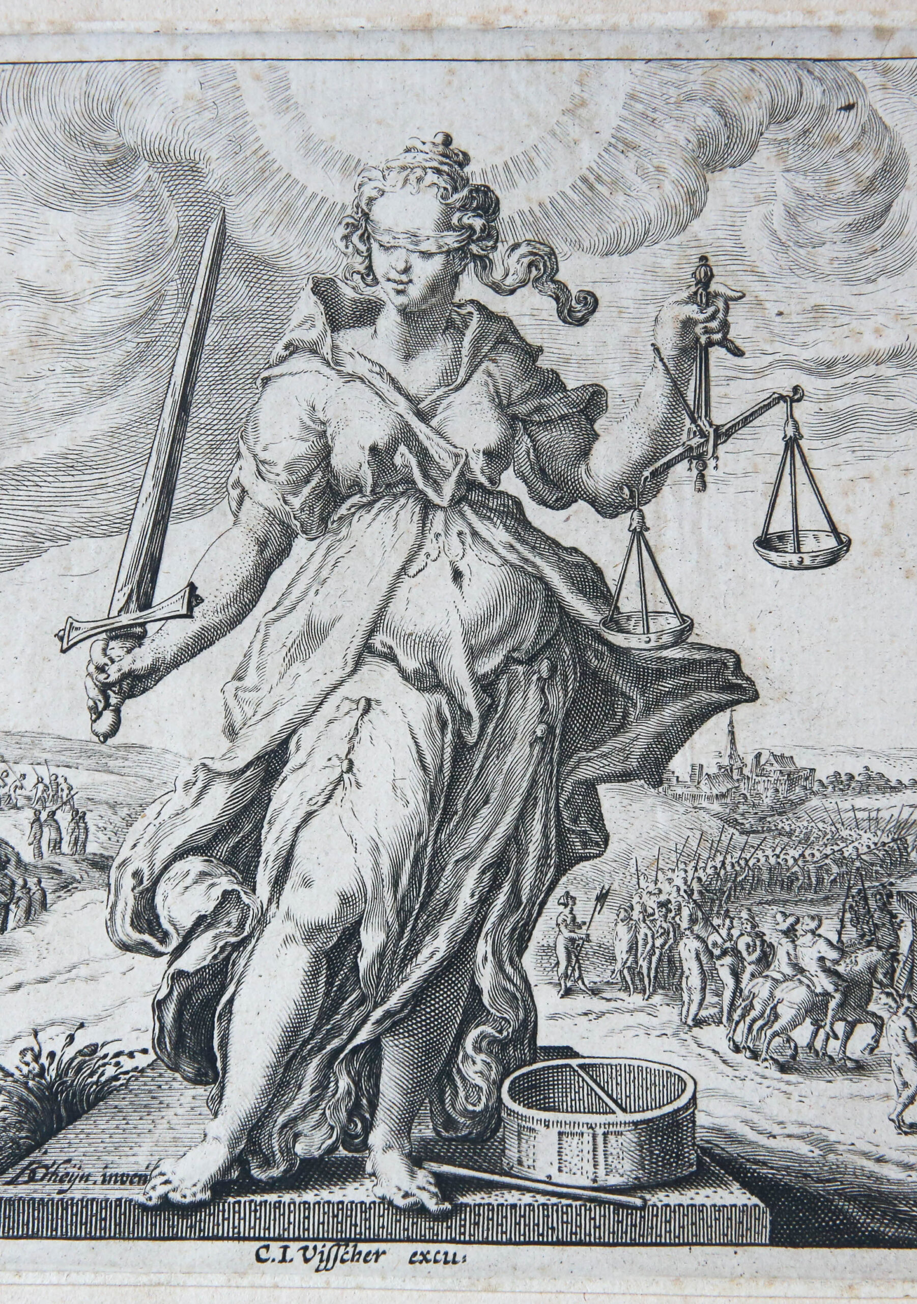 [Antique print, engraving] Justice/Rechtvaardigheid, published ca. 1598.