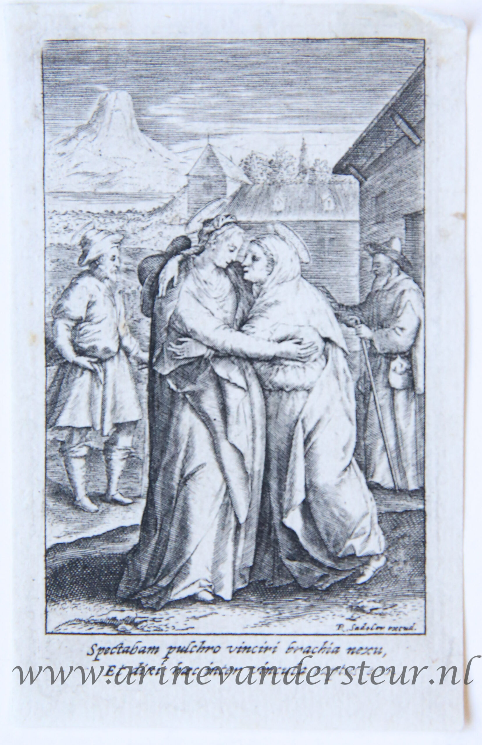 [Antique print, engraving] The Visitation/De visitatie van de maagd Maria, published ca. 1617.