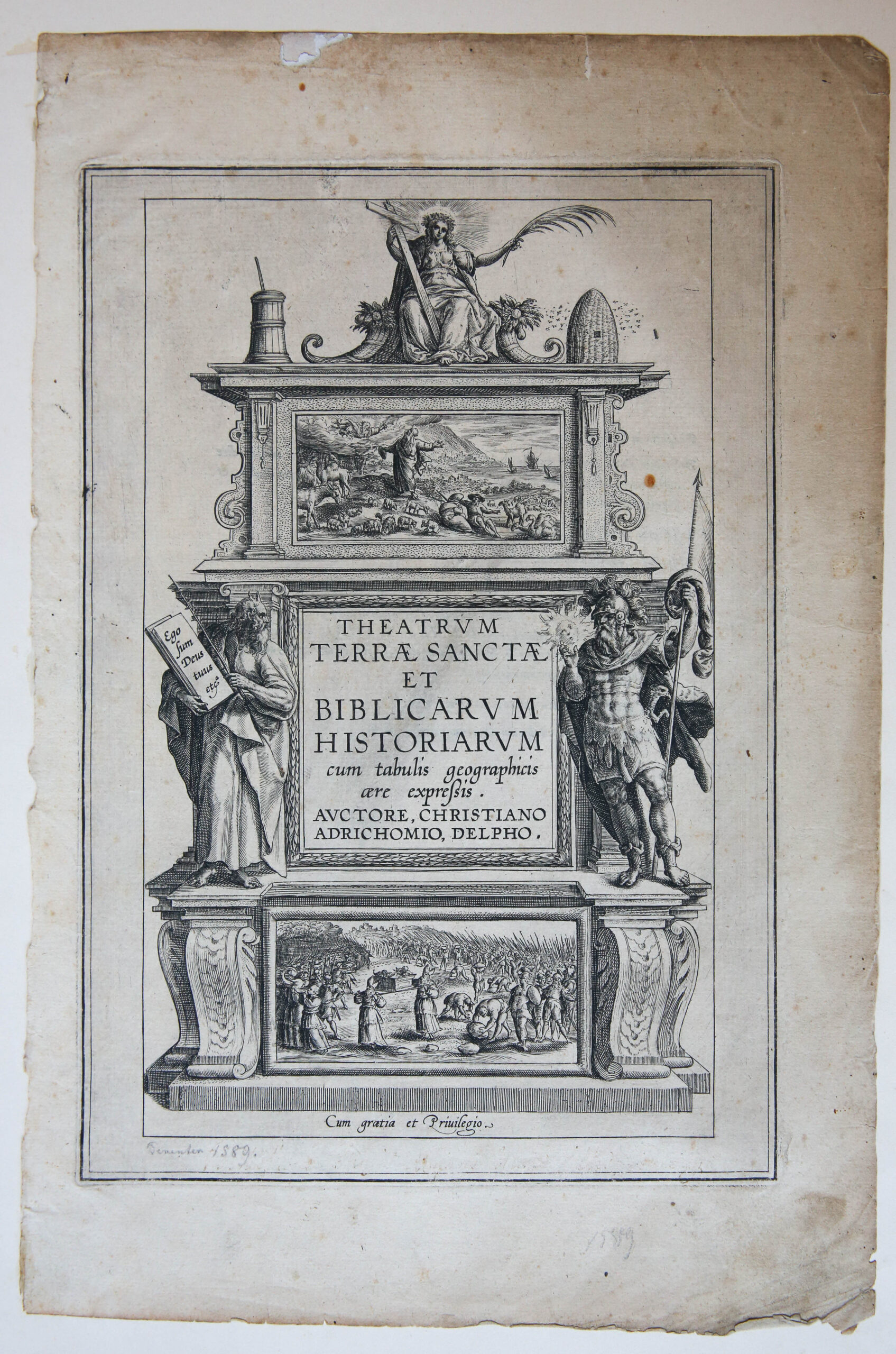 [Antique title page, 1590] Theatrum Terrae Sanctae et biblicarum historiarum cum tabulis geographicis aere expressis, published 1590, 1 p.