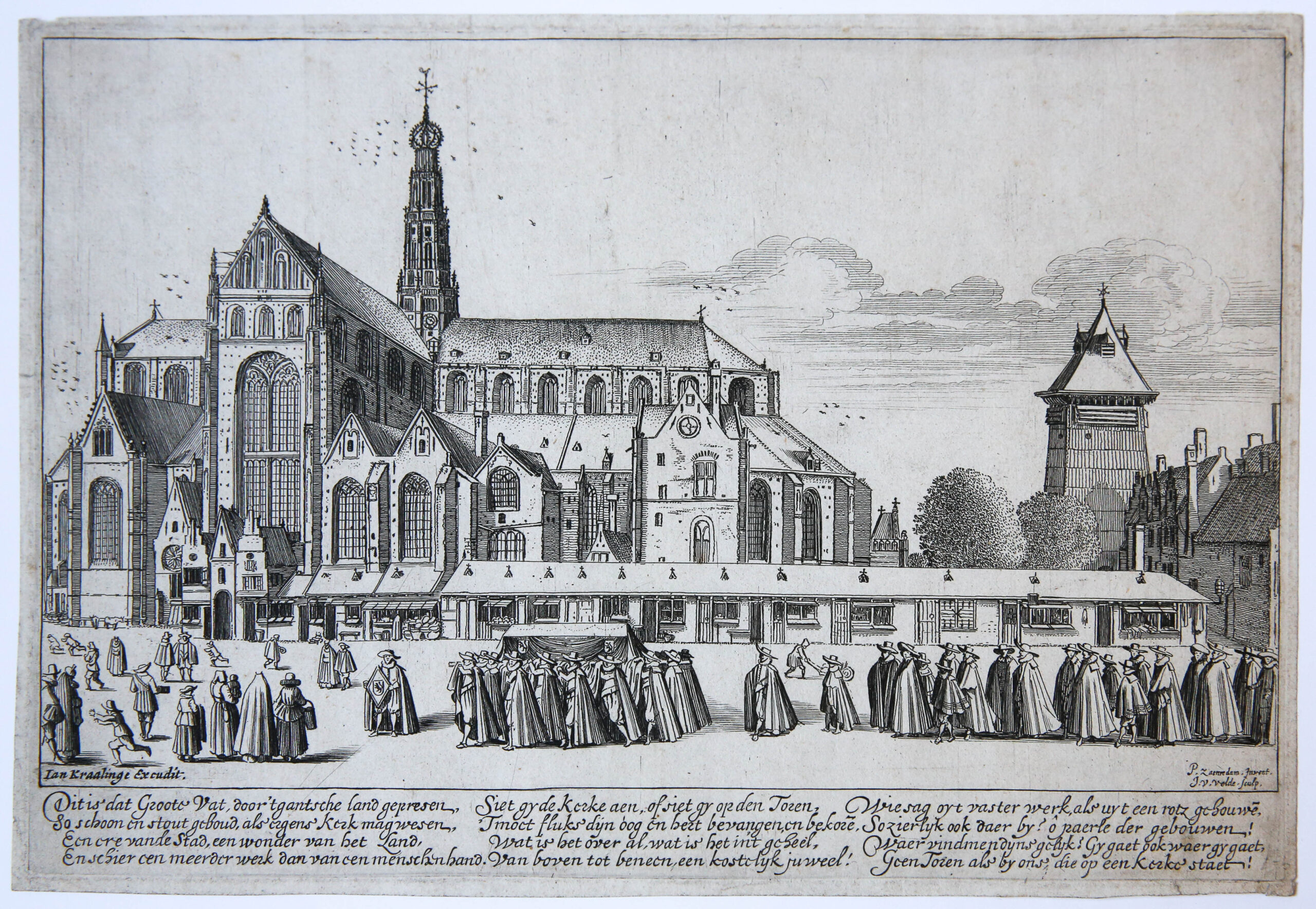 Print. The Saint Bavo Church from the south East (Sint Bavo kerk zuid-oost).
