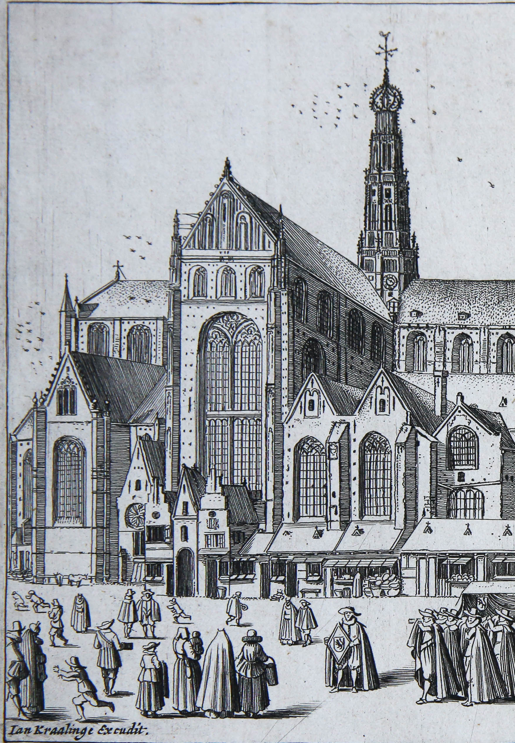 Print. The Saint Bavo Church from the south East (Sint Bavo kerk zuid-oost).