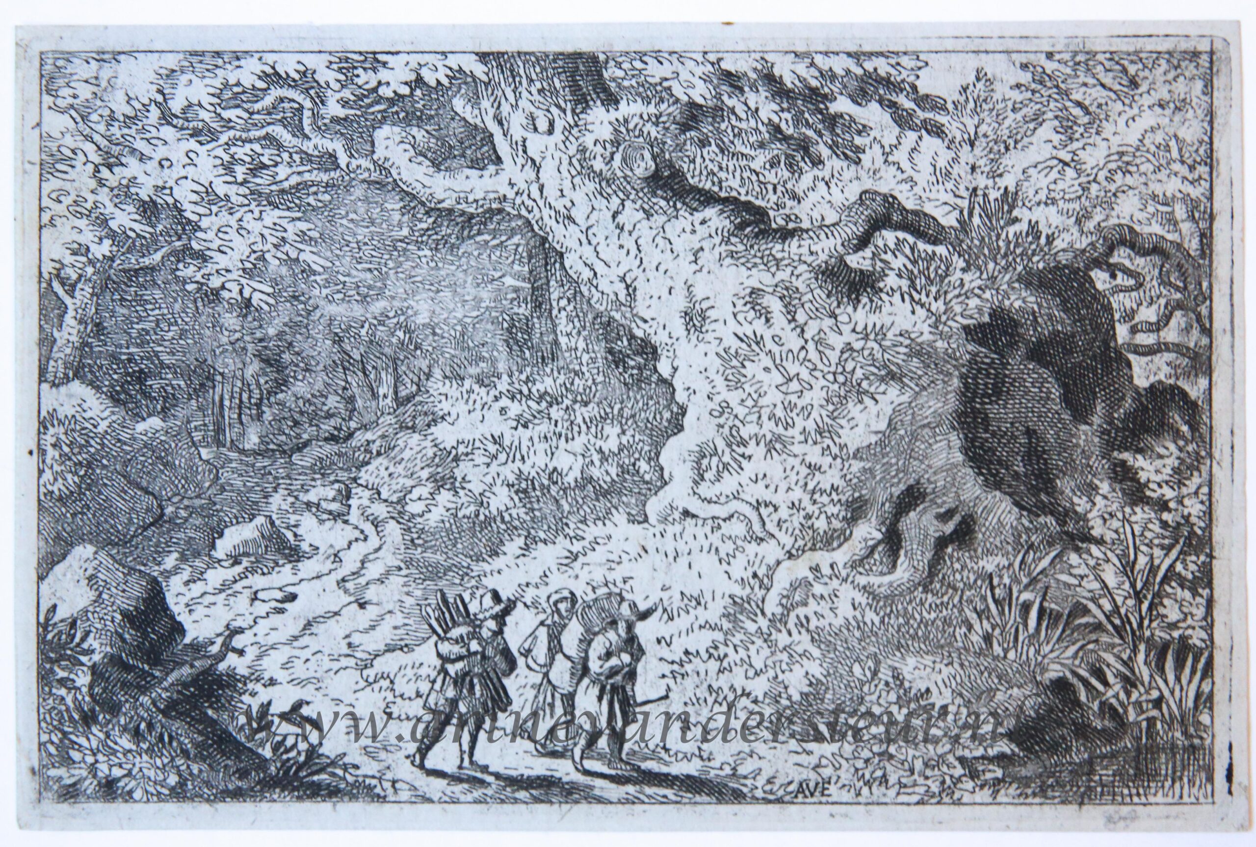 [Antique landscape print, etching/ets] The thick forest/Het ondoordringbare bos, published 1631-1675.