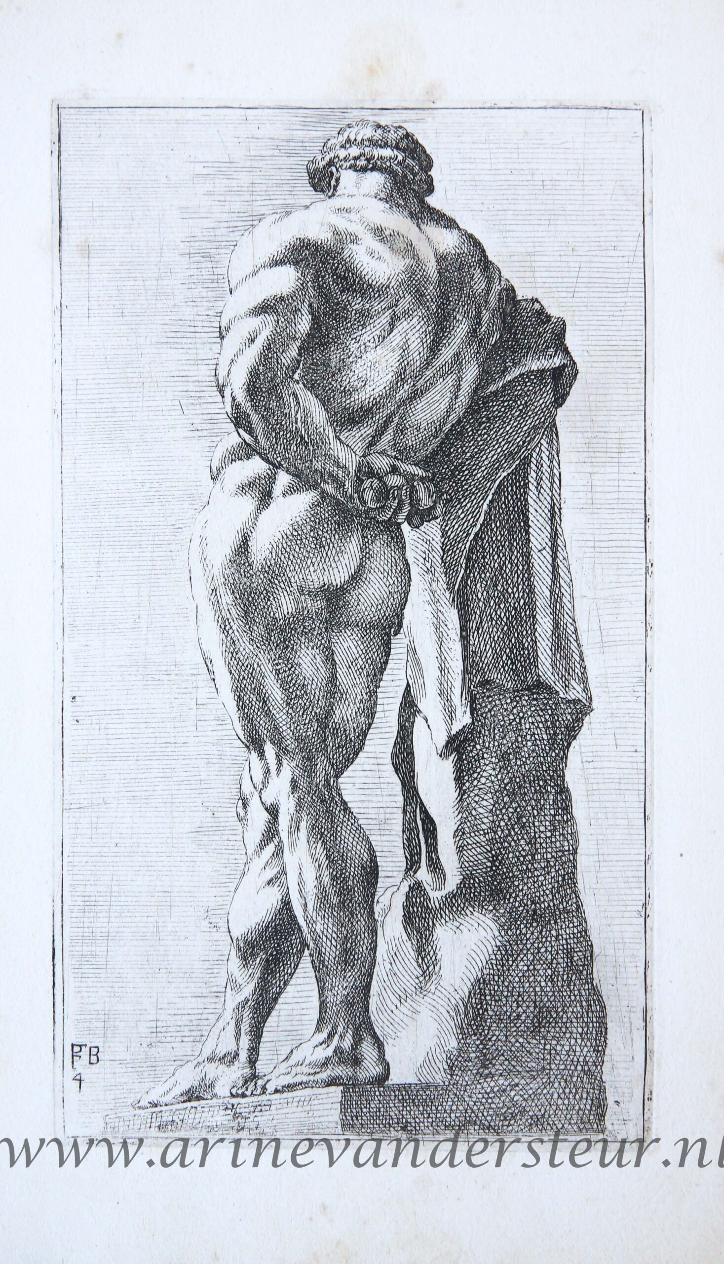 [Antique mythology print, etching] Hercules Farnese, two plates ['Segmenta nobilium signorum et statuarum.'], published 1638.