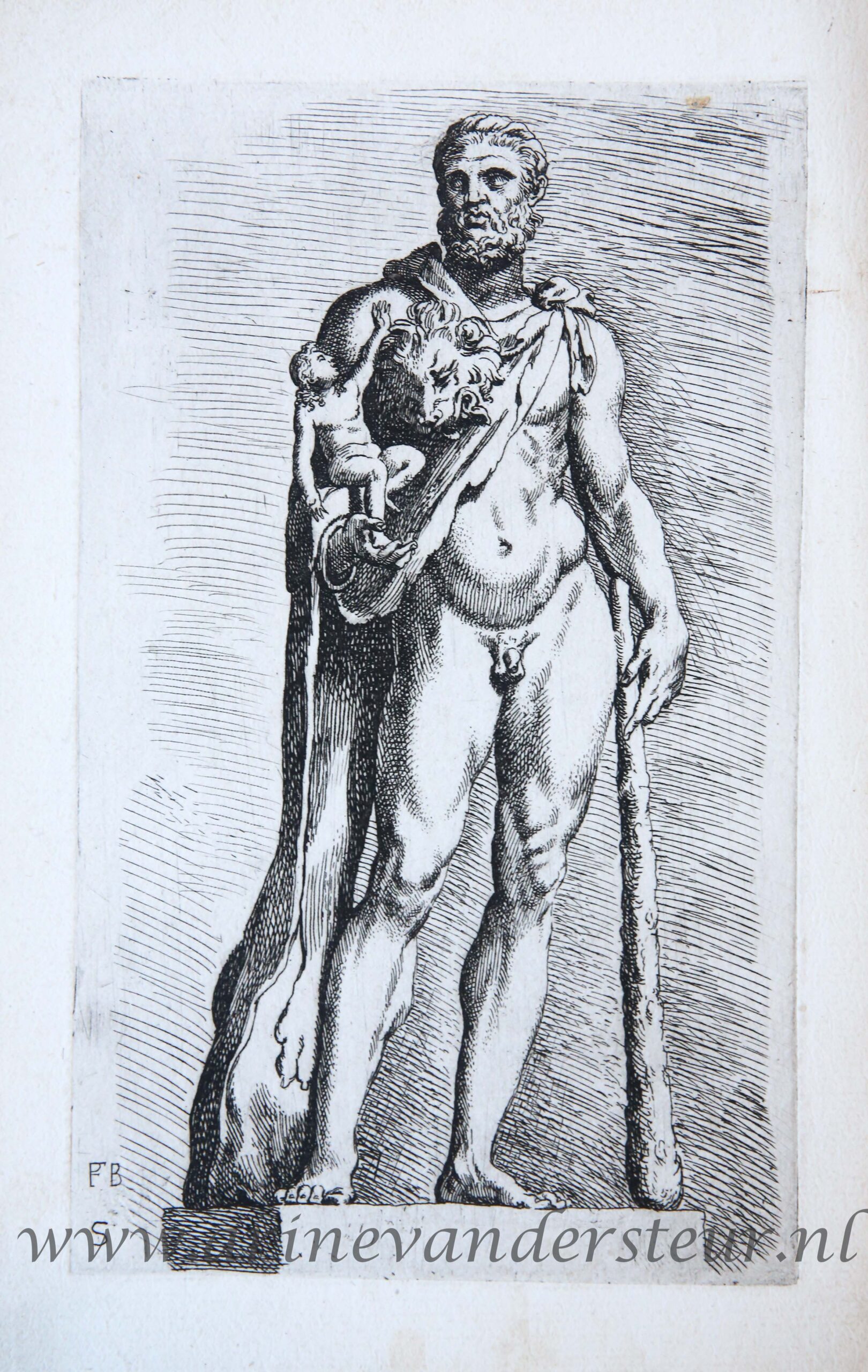 [Antique mythology print, etching] Hercules and Telephus ['Segmenta nobilium signorum et statuarum.'], published 1638