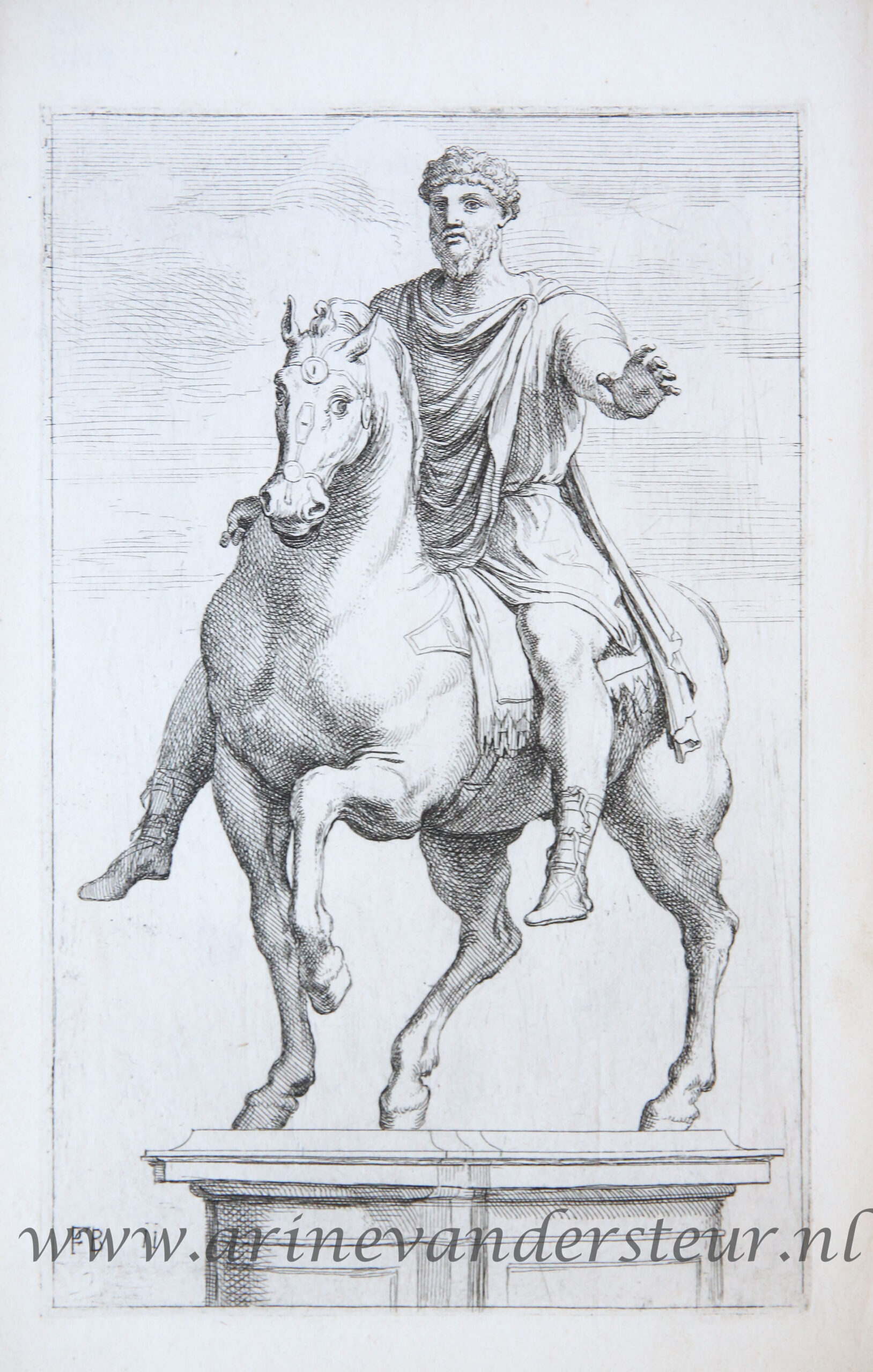 [Antique mythology print, etching] Marcus Aurelius, two plates ['Segmenta nobilium signorum et statuarum.'], published 1638.