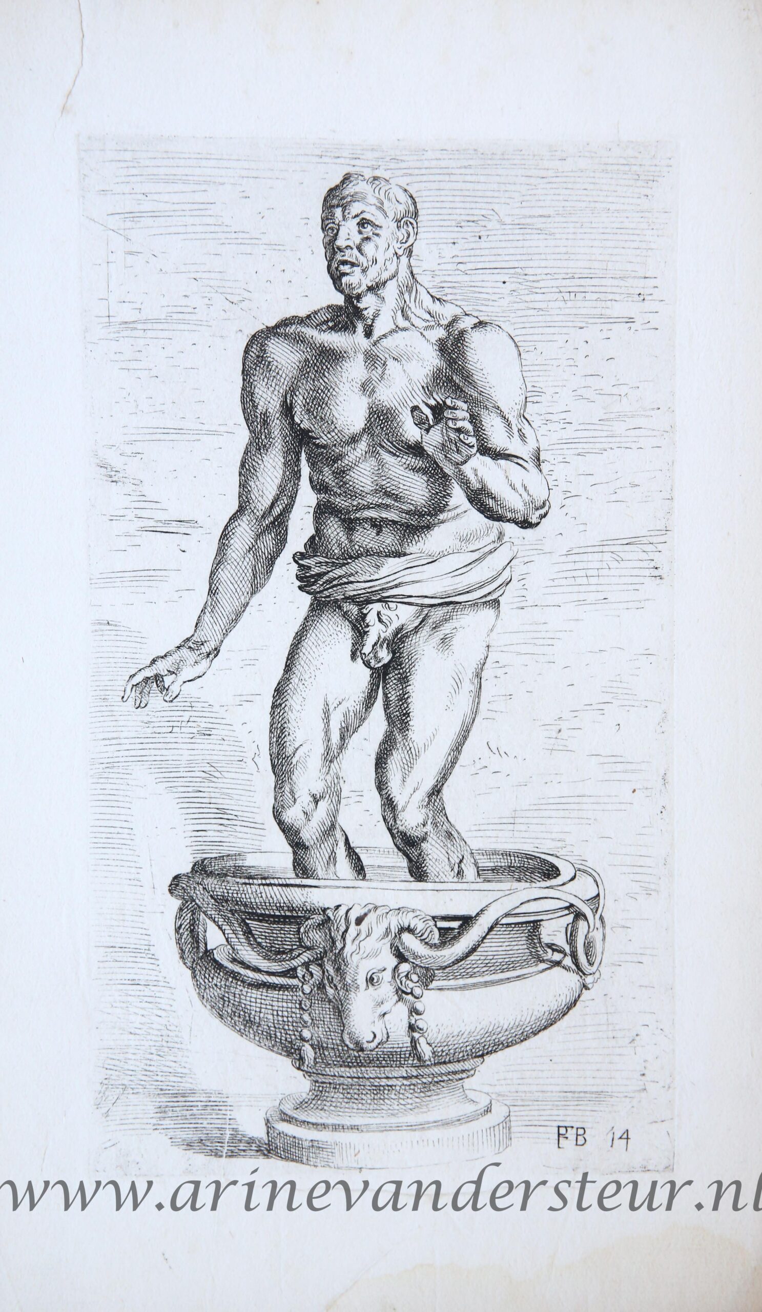 [Antique mythology print, etching] The old fisherman or The death of Seneca ['Segmenta nobilium signorum et statuarum.'], published 1638.
