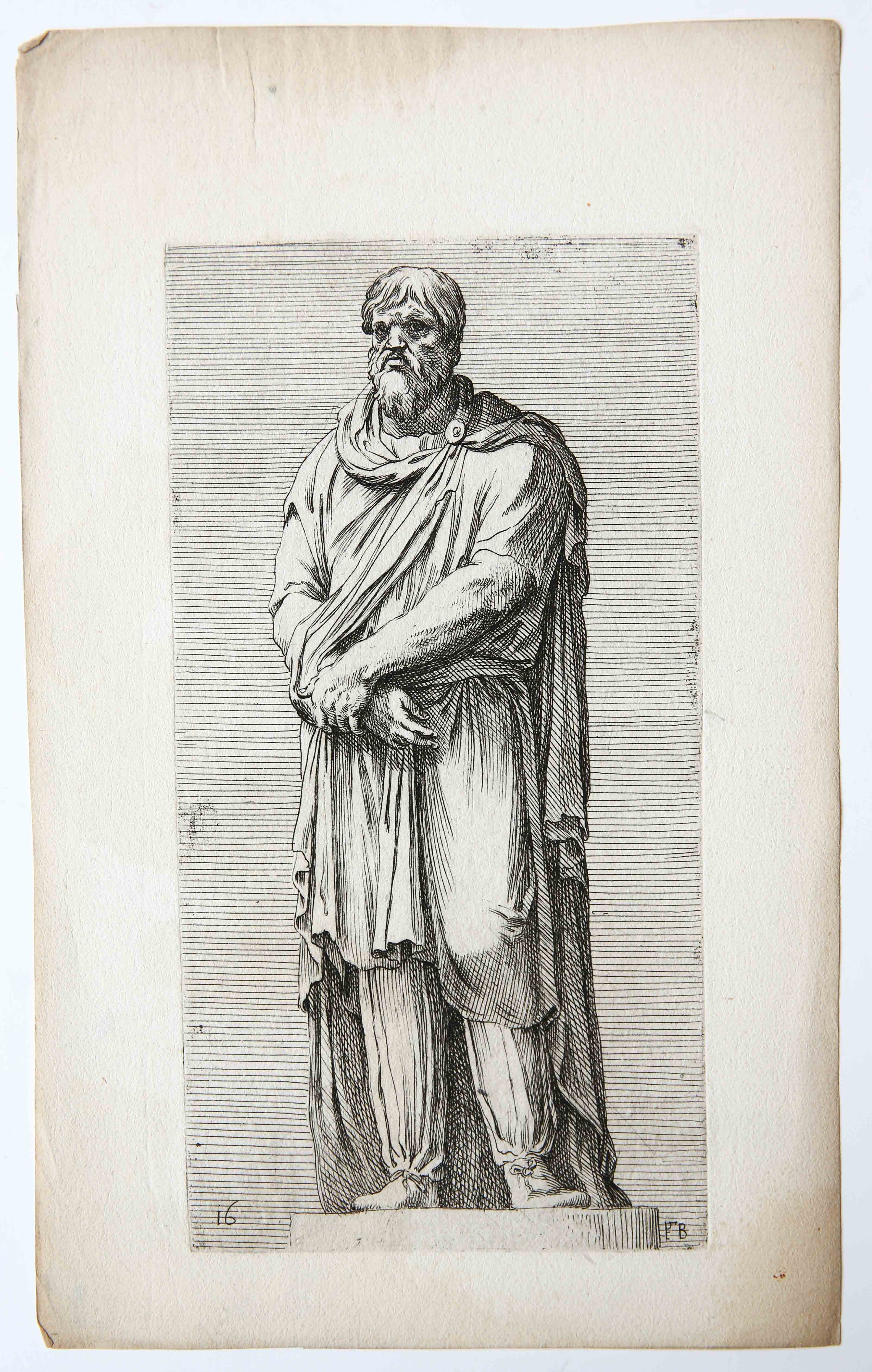 [Antique etching/ets] A Dacian Captive ['Segmenta nobilium signorum et statuarum.', 1638]/Een Dacische gevangene.