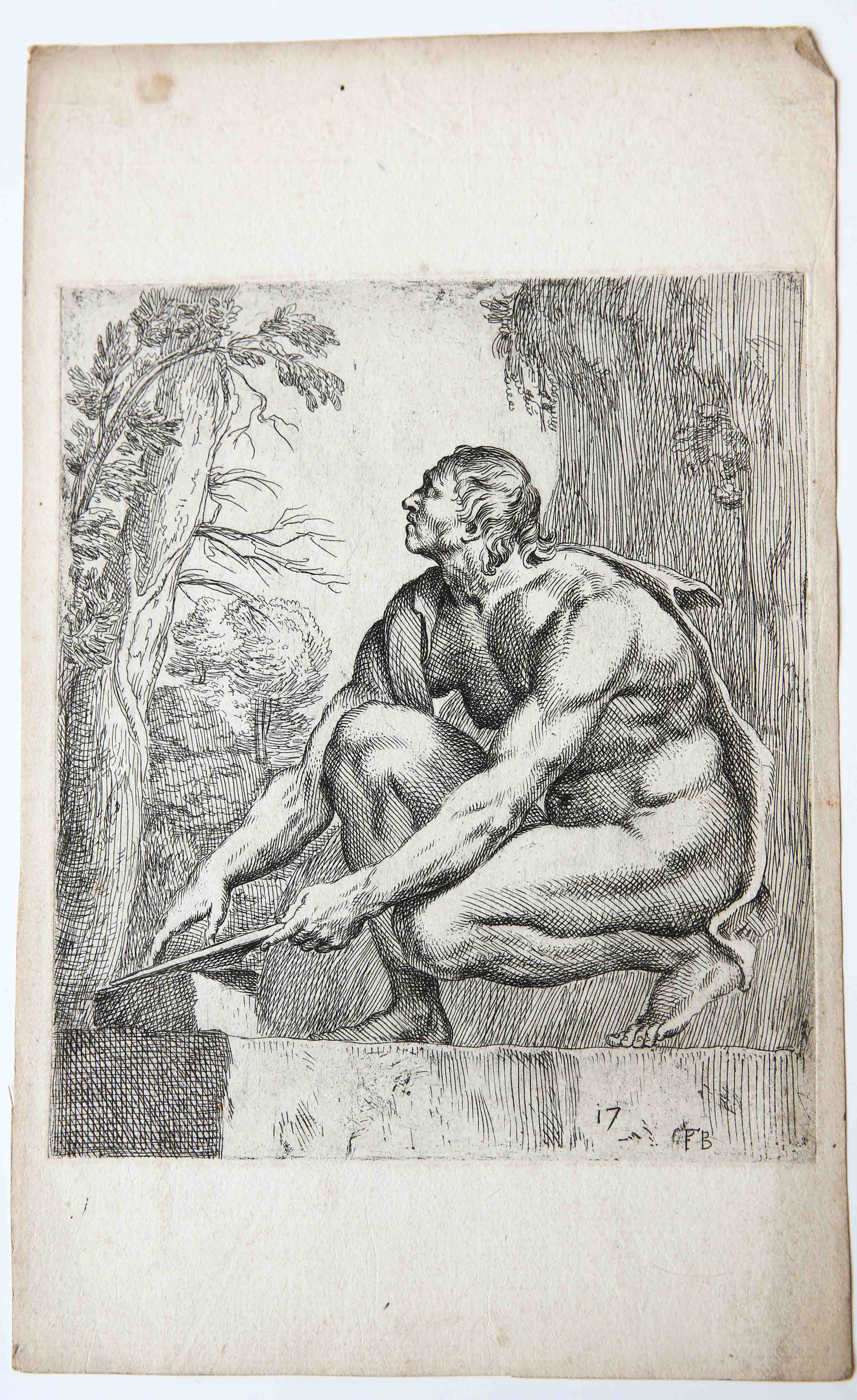 [Antique etching/ets] The Scythian Slave, or the Arrotino ['Segmenta nobilium signorum et statuarum.', 1638]/De Scyfische slaag, ofwel Arrotino (blade-sharpener, messenslijper).