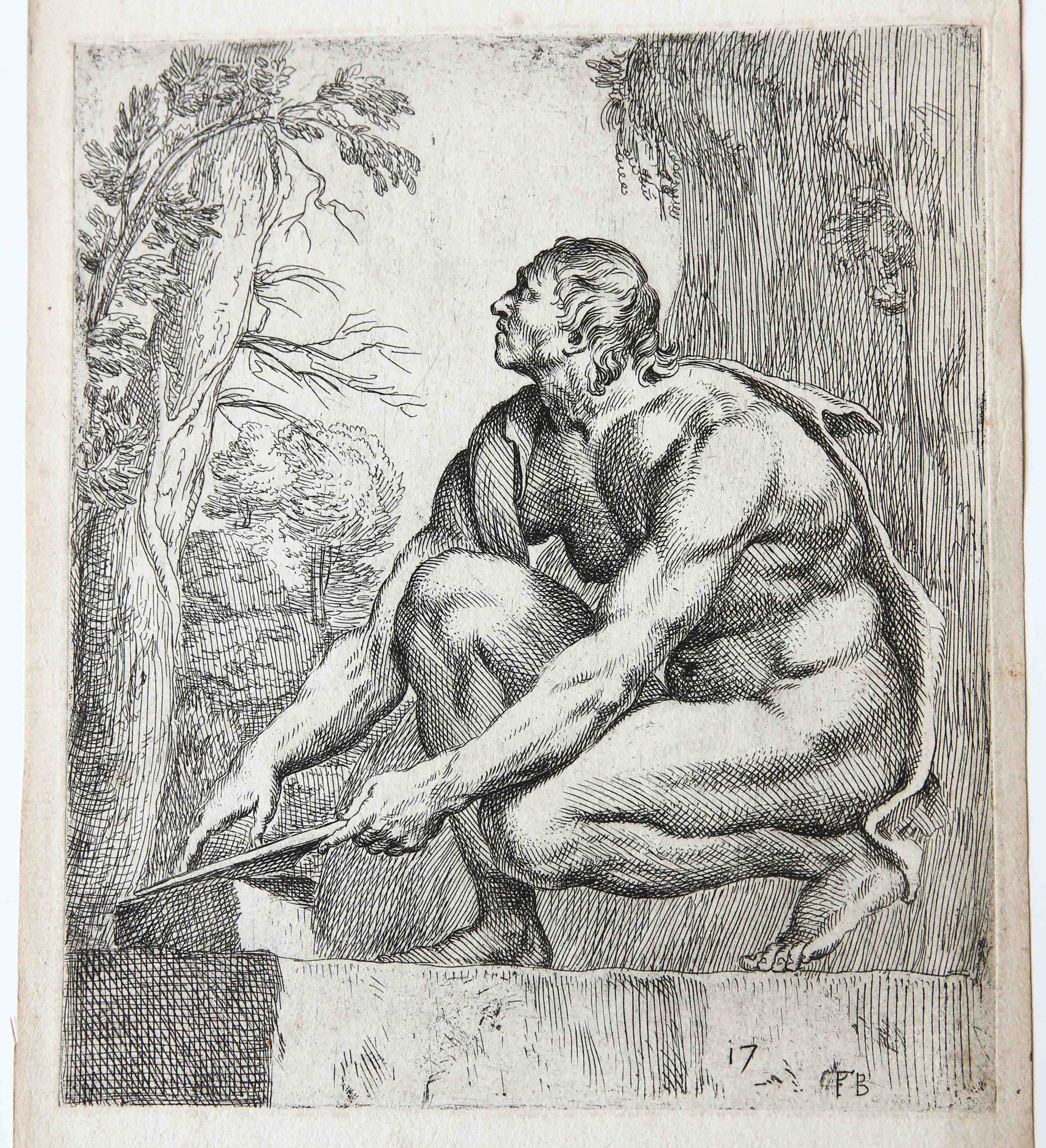 [Antique etching/ets] The Scythian Slave, or the Arrotino ['Segmenta nobilium signorum et statuarum.', 1638]/De Scyfische slaag, ofwel Arrotino (blade-sharpener, messenslijper).