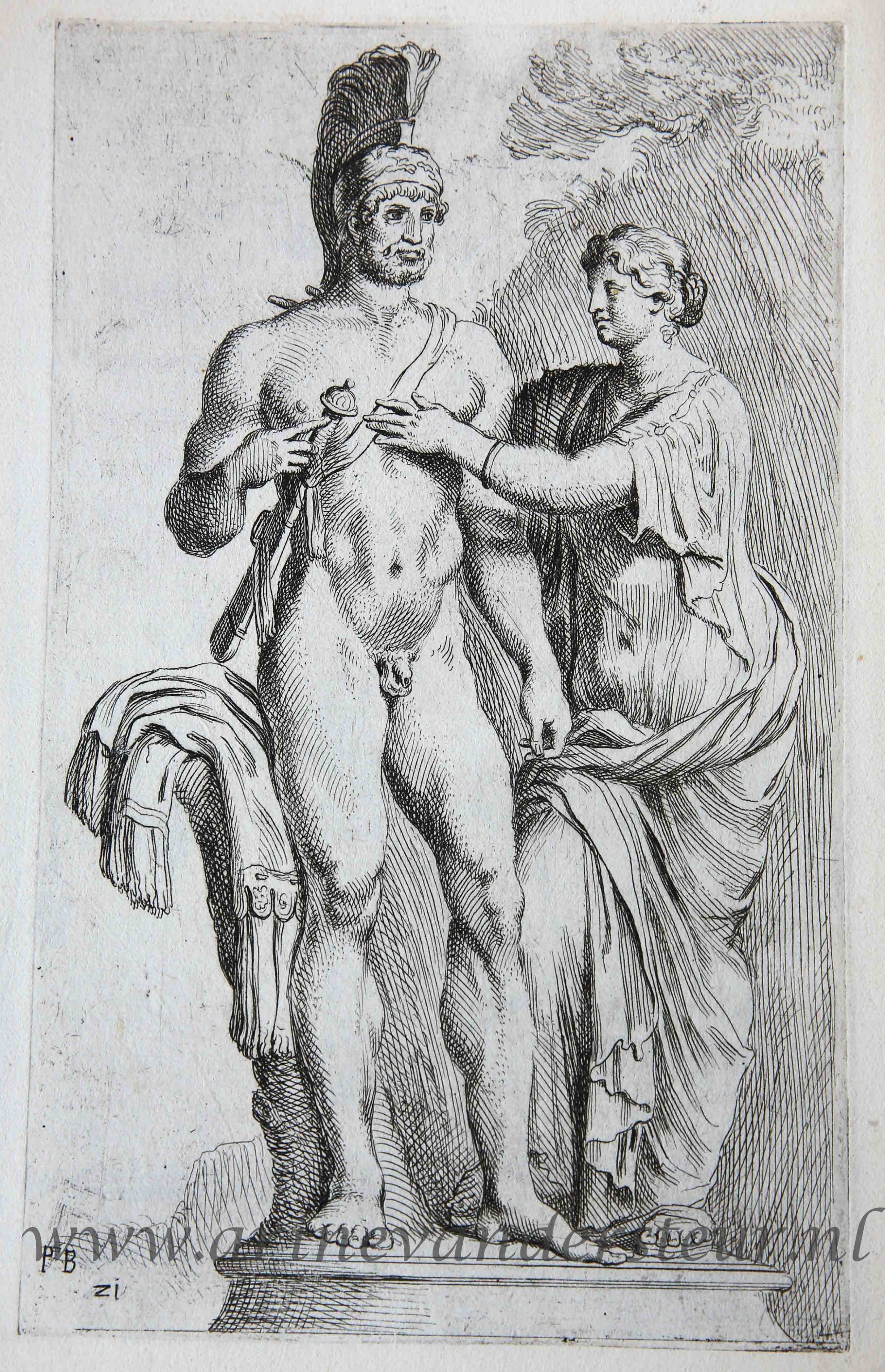 [Original etching/ets] Hadrian and his wife; Mars and Venus ['Segmenta nobilium signorum et statuarum.', 1638]/Hadrianus en zijn vrouw, Mars en Venus.