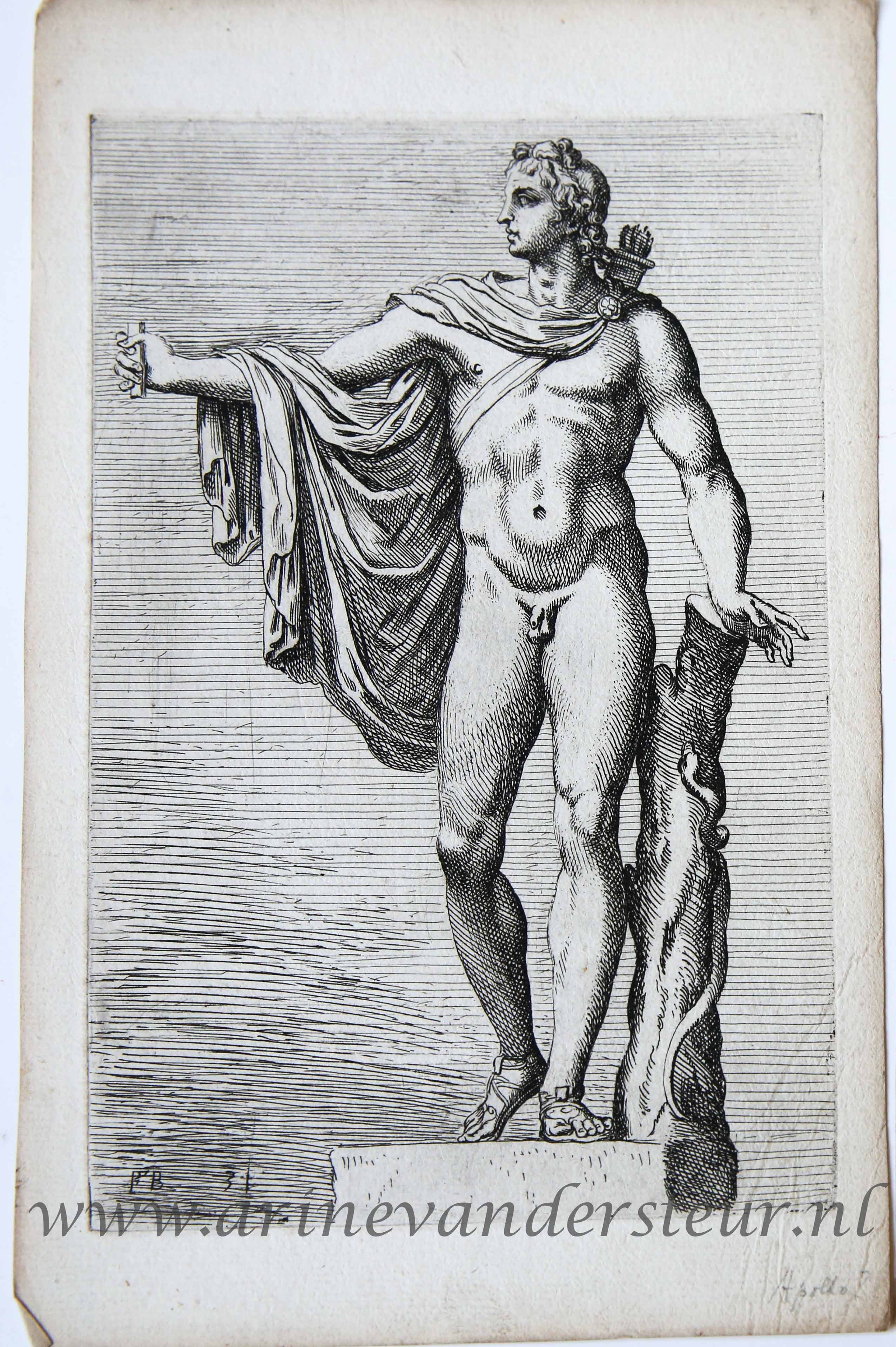 [Original etching/ets] Belvedere Apollo, two plates ['Segmenta nobilium signorum et statuarum.'], 1638.