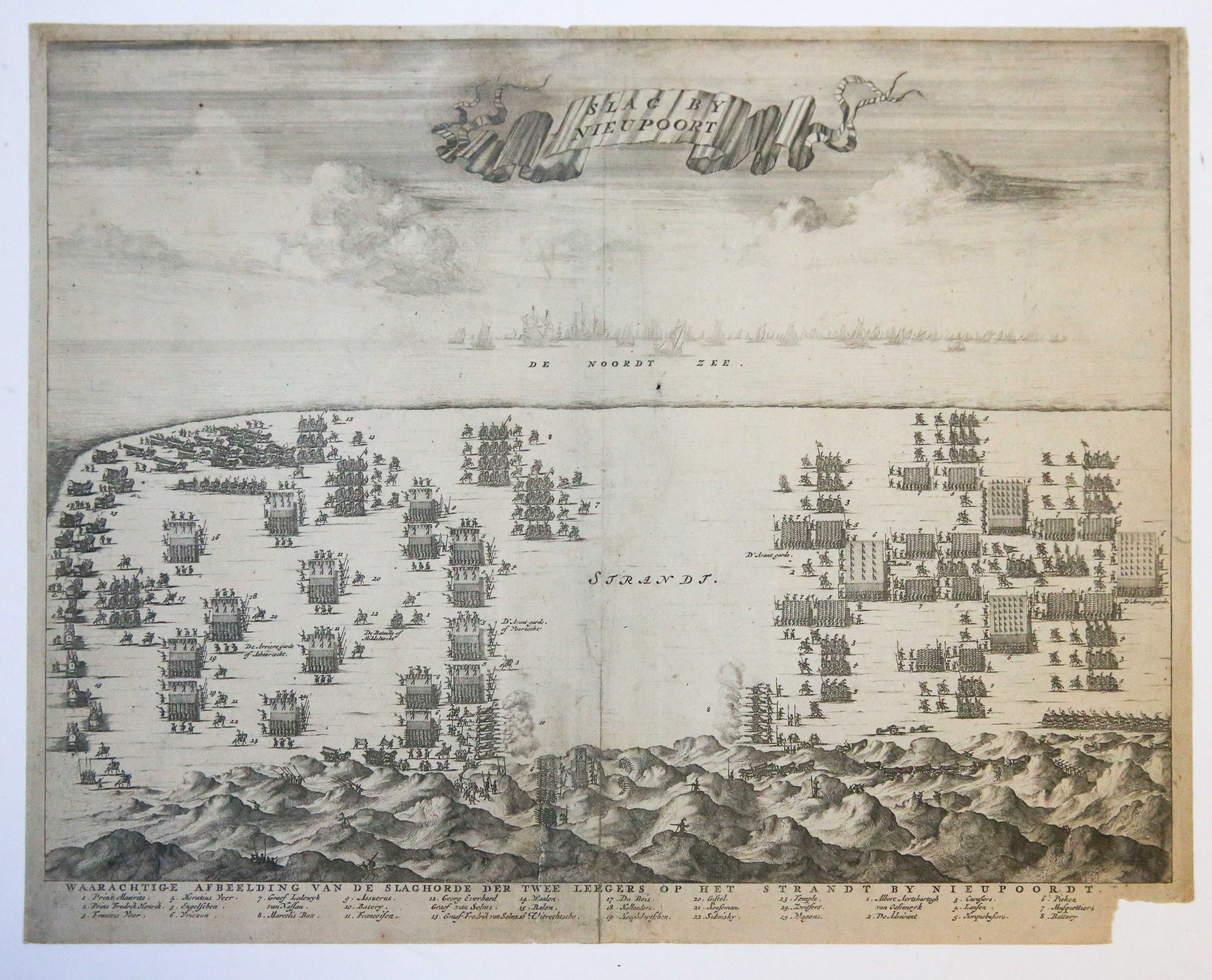 [Original etching/ets] 'Slagh by Nieupoort'; Battle of Nieuwpoort, 1600 (Slag bij Nieuwpoort 1600).