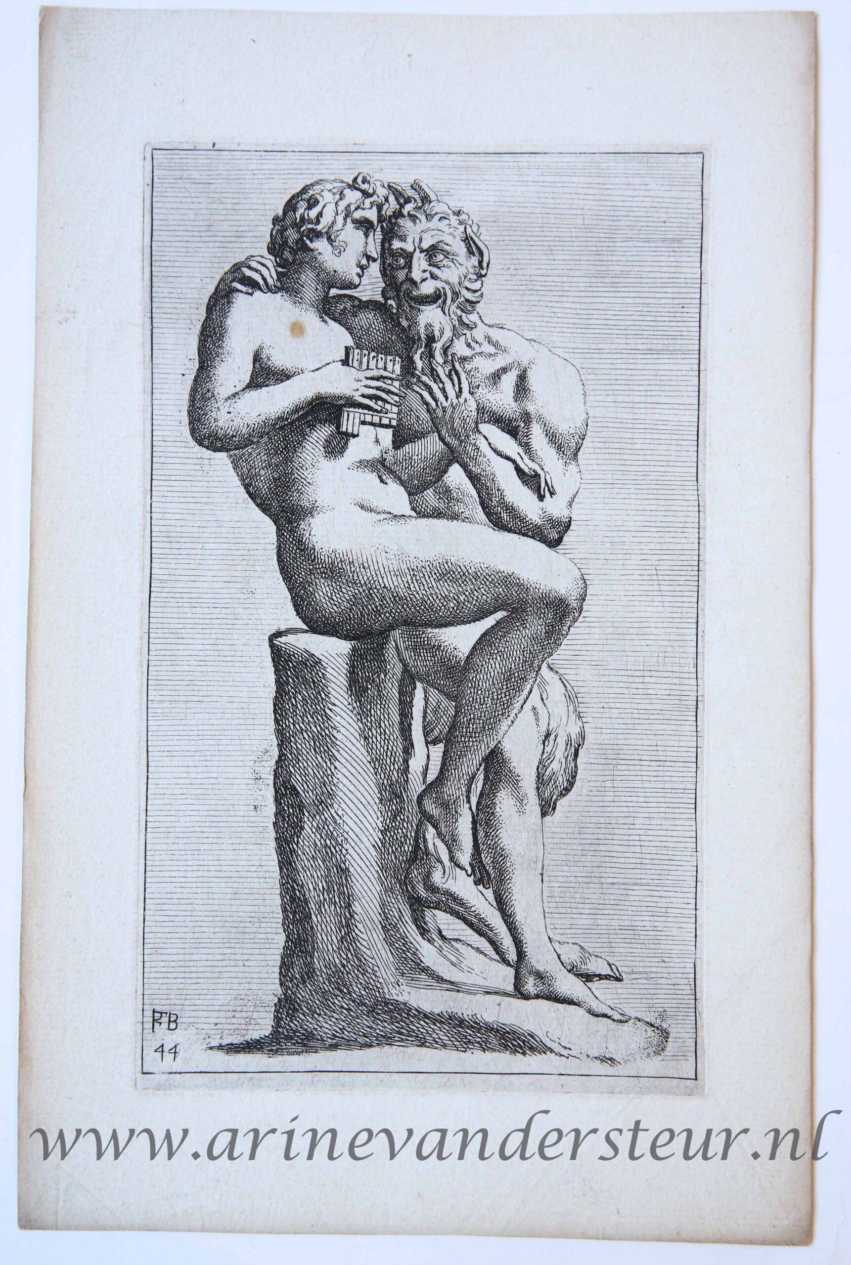 [Antique print, etching, mythology] Pan and Daphnis ['Segmenta nobilium signorum et statuarum.', published 1638]