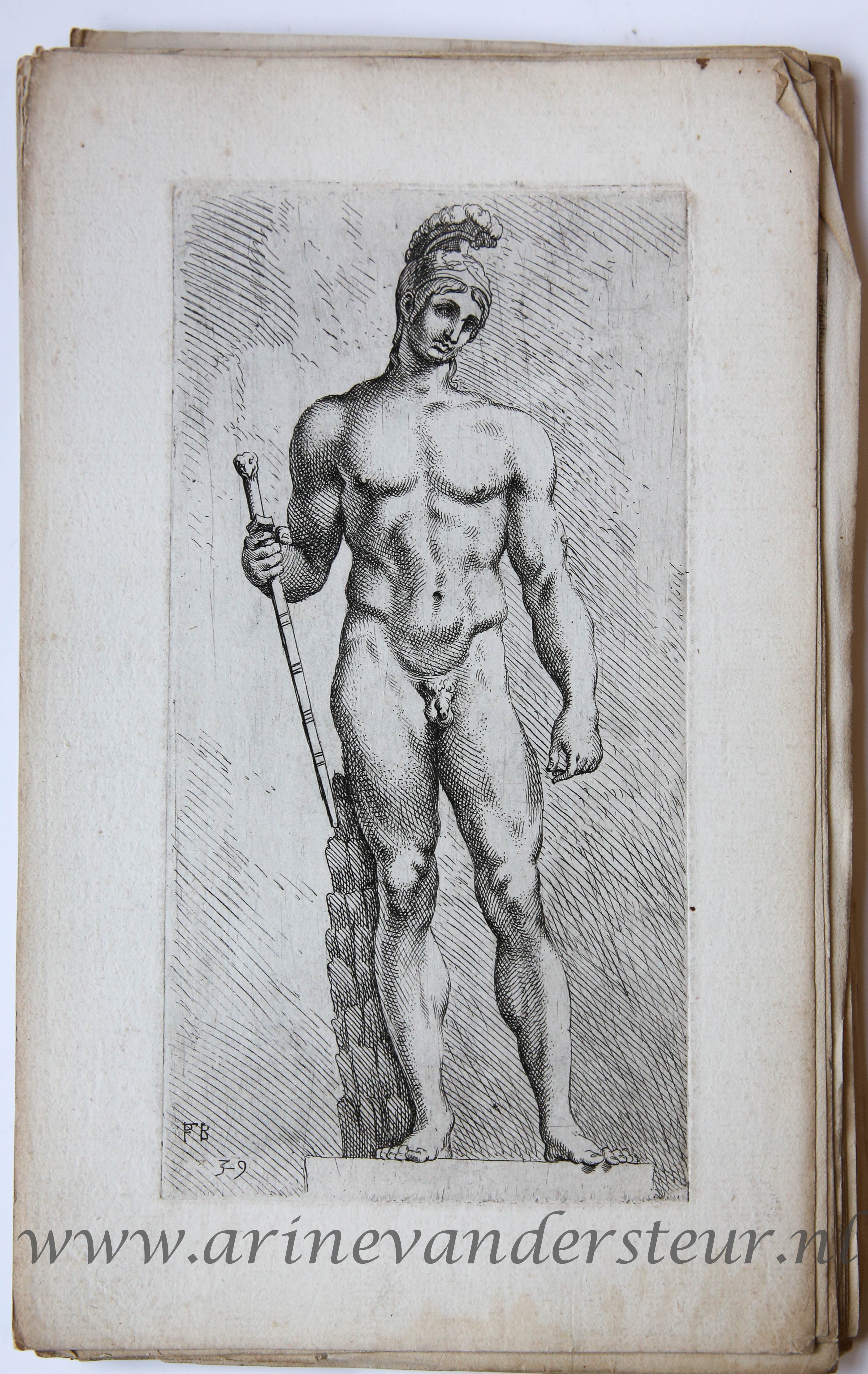 [Antique print, etching/ets, Rome] Standing nude man /Staande naakte man ['Segmenta nobilium signorum et statuarum.', published 1638.