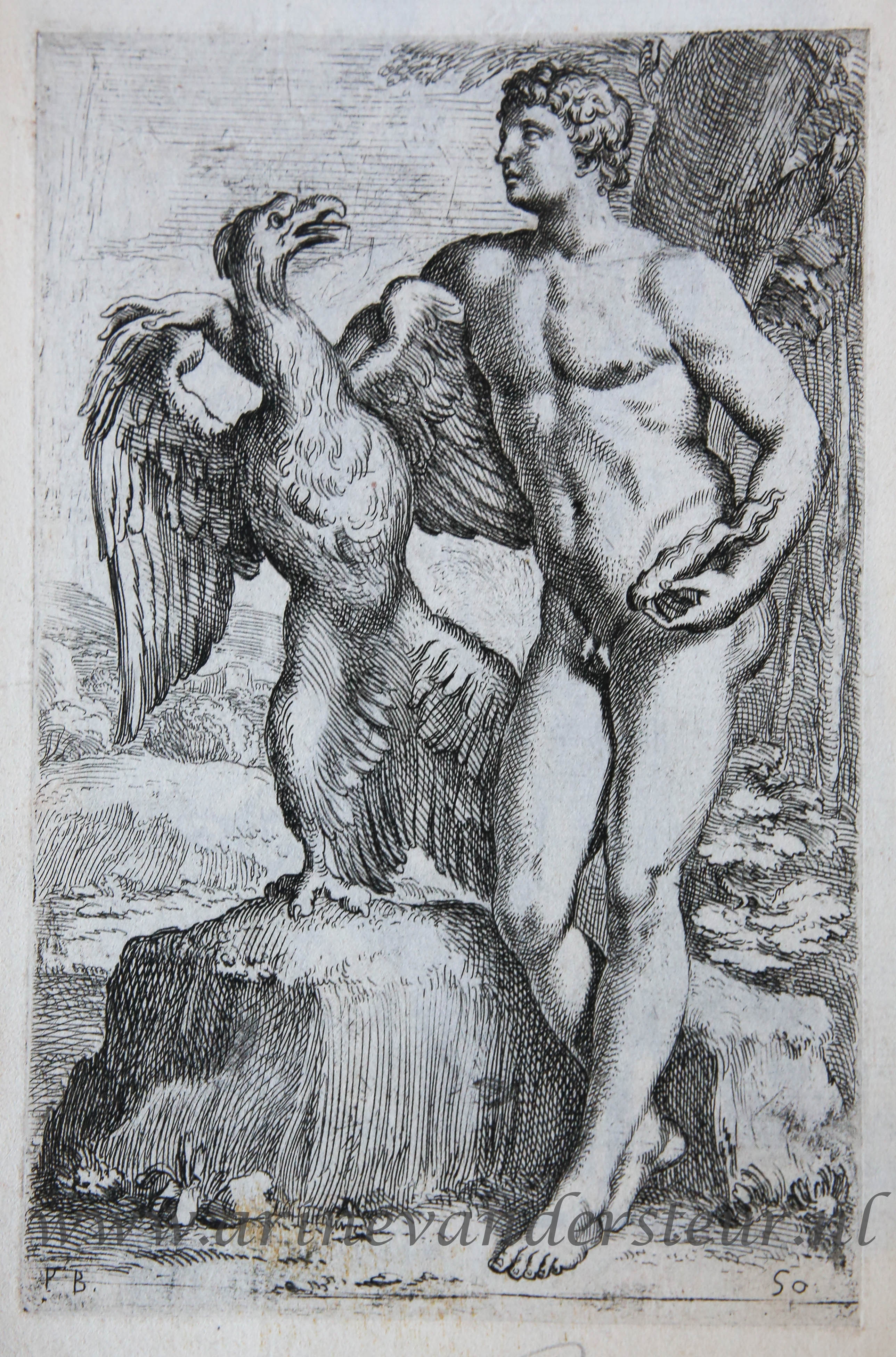 [Antique print, etching/ets, Rome] Ganymede /Ganymedes ['Segmenta nobilium signorum et statuarum.'], published 1638.