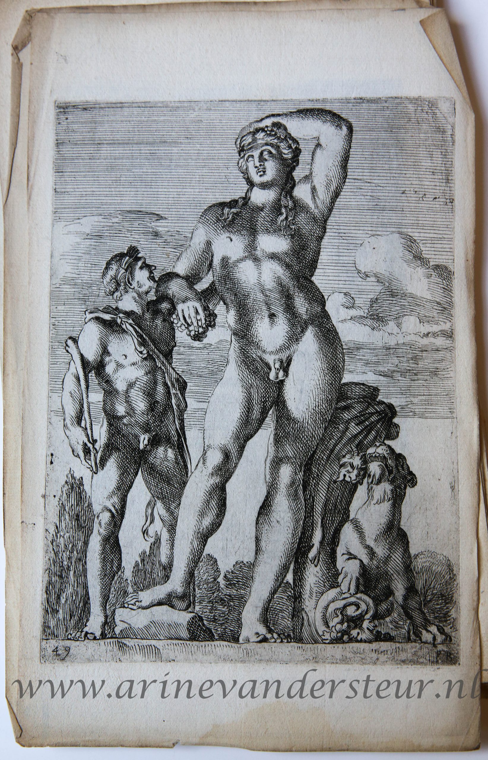 [Antique print, etching/ets, Rome] Bacchus in Hortis Ludovisianis ['Segmenta nobilium signorum et statuarum.'], published 1638.
