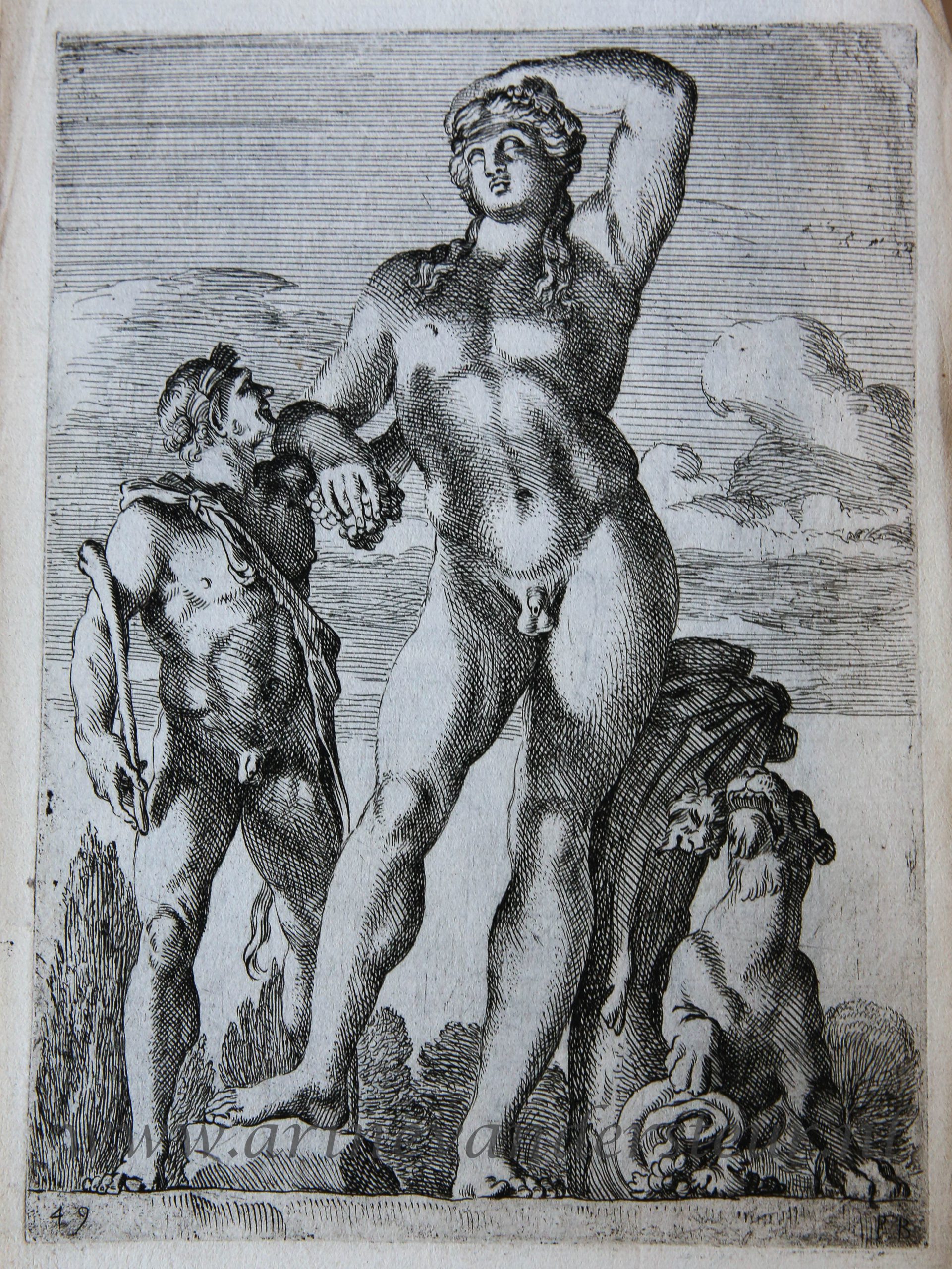 [Antique print, etching/ets, Rome] Bacchus in Hortis Ludovisianis ['Segmenta nobilium signorum et statuarum.'], published 1638.