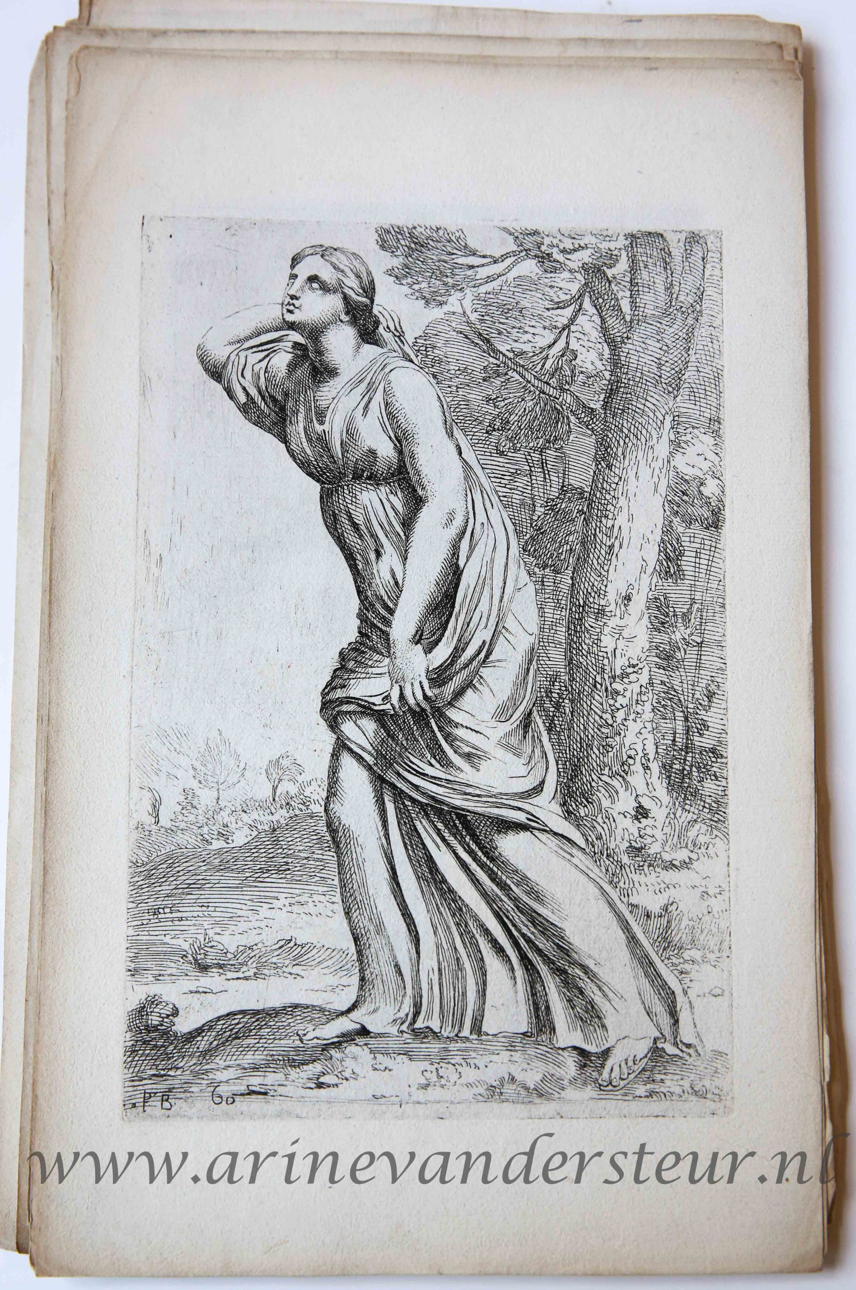 [Antique print, etching/ets, Rome] One of Niobe’s daughters in the open air /Een van de dochters van Niobe [‘Segmenta nobilium signorum et statuarum.’], published 1638.