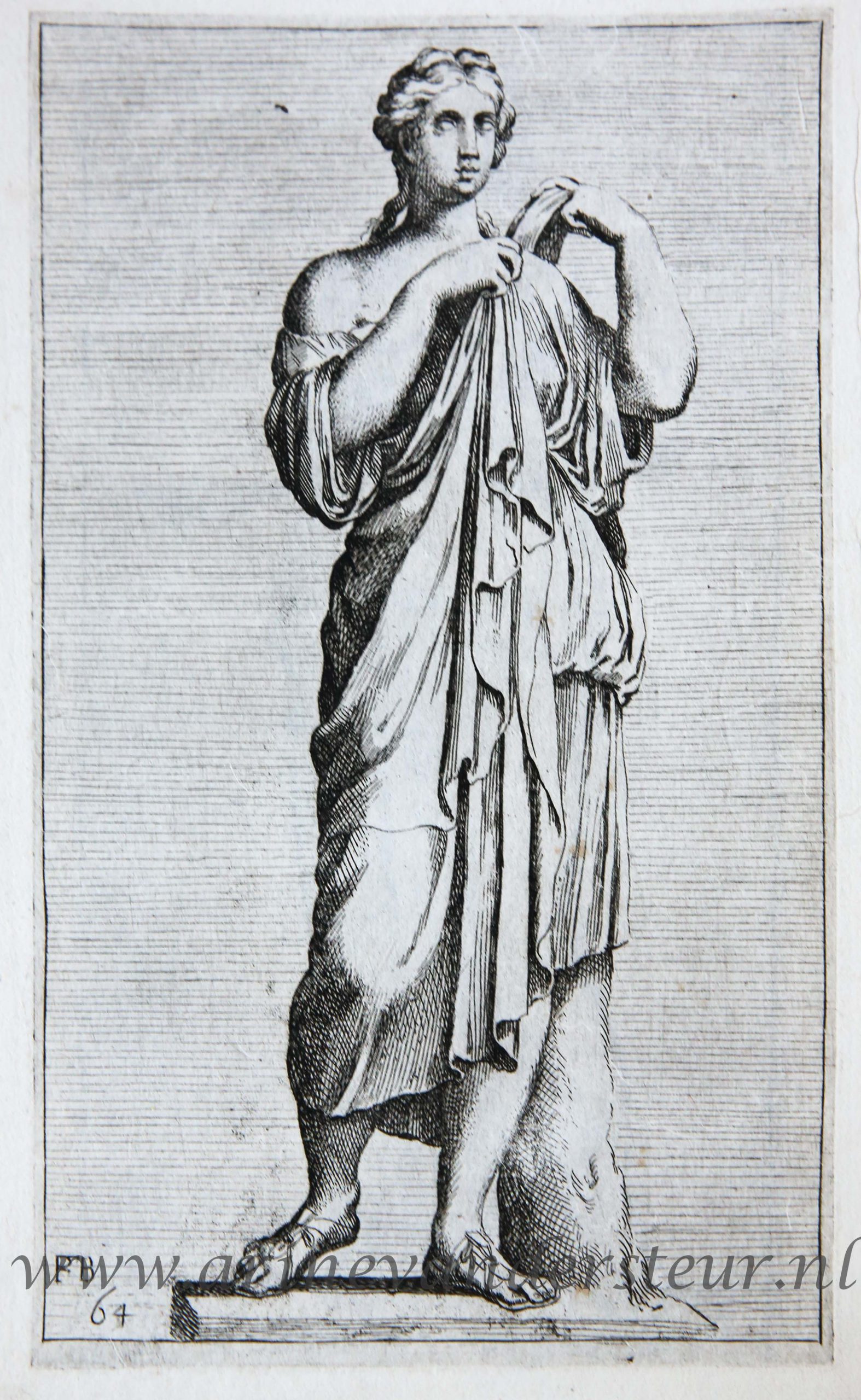 [Antique print, etching/ets, Rome] Diana of Gabii (?) ['Segmenta nobilium signorum et statuarum.'], published 1638.
