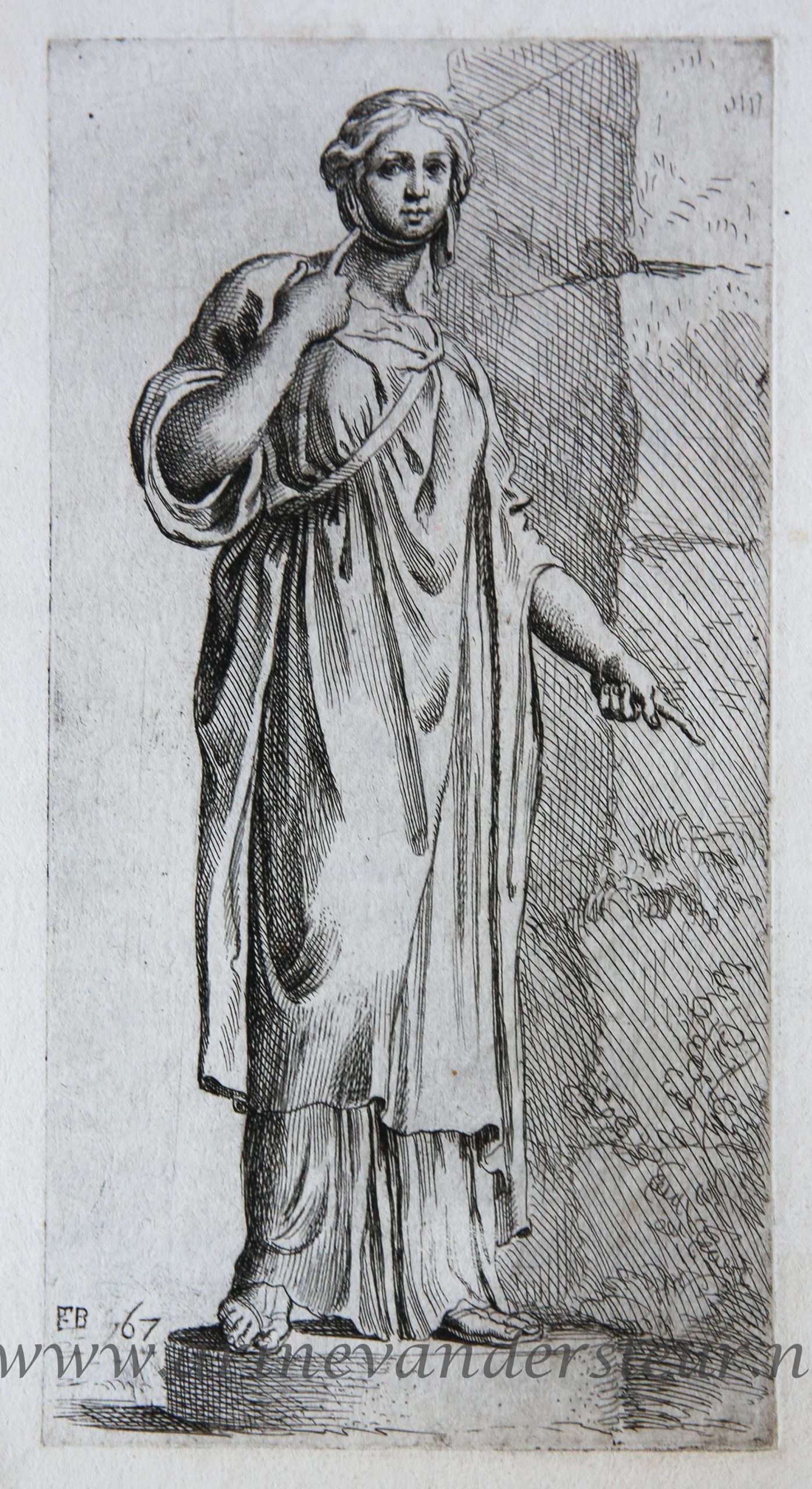 [Antique print, etching/ets, Rome] Diana, The Zingarella, or the Petite Bohémienne ['Segmenta nobilium signorum et statuarum.'], published 1638.