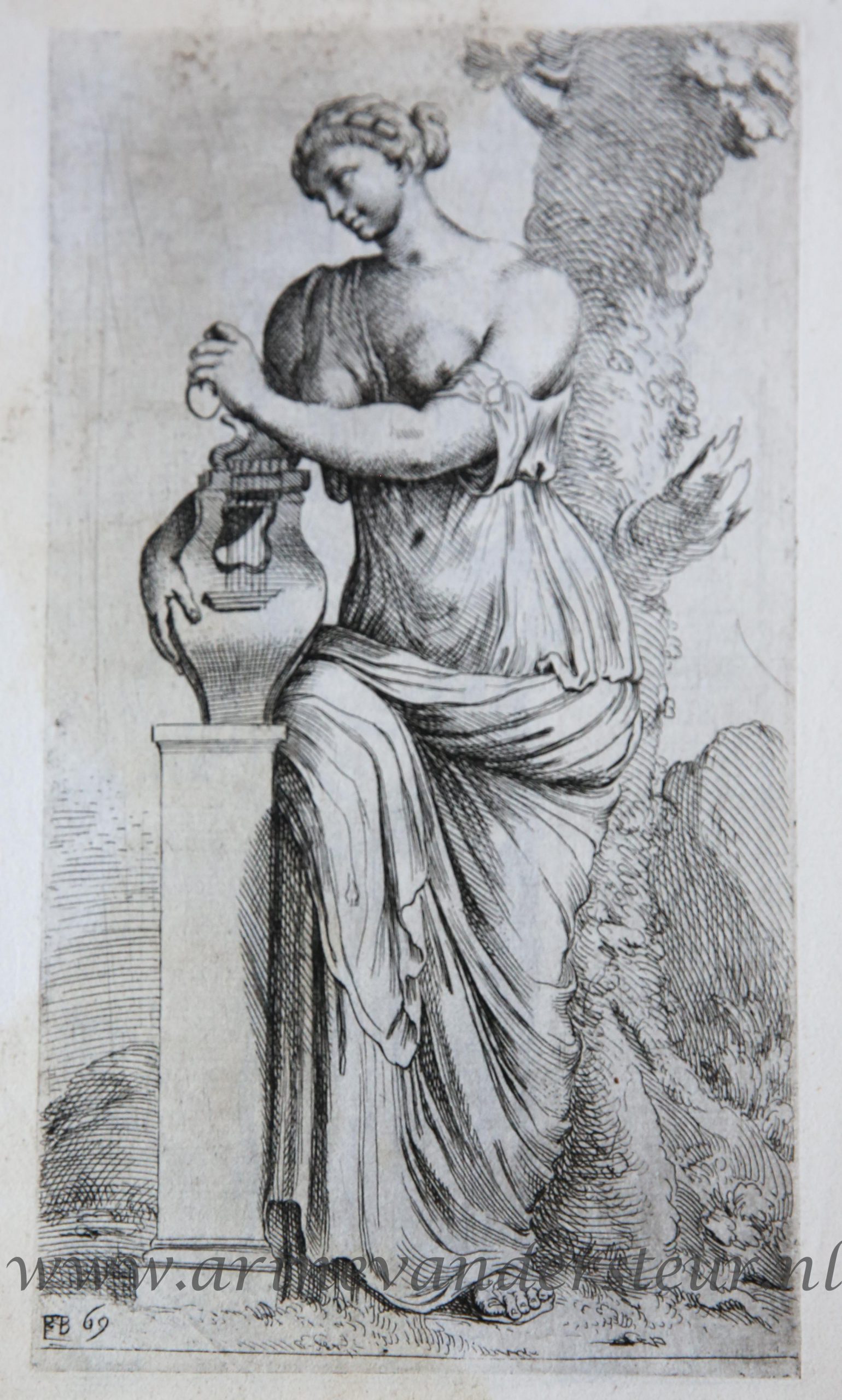 [Antique print, etching/ets, Rome] Muse with lyre /Muze met lier ['Segmenta nobilium signorum et statuarum.'], published 1638.