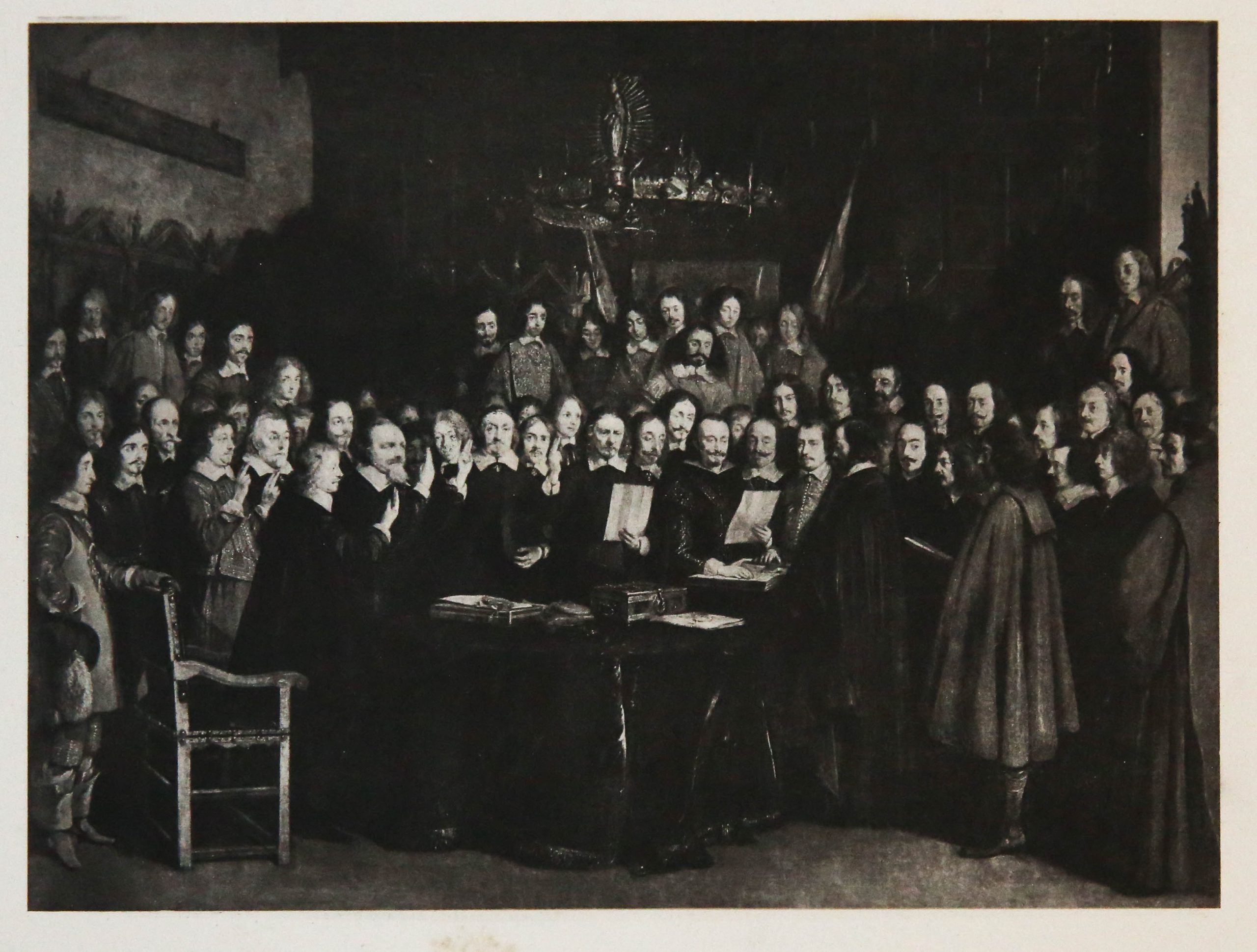 [Antique print, engraving] Ratification of the treaty of Münster, published ca. 1868-1872.