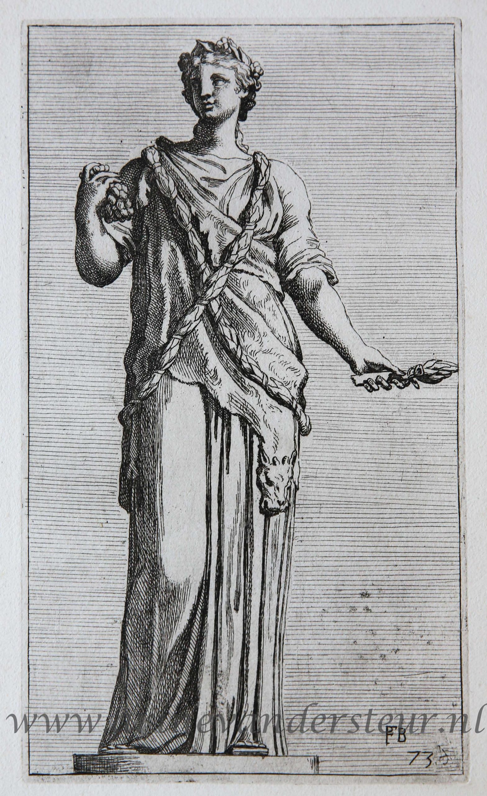 [Antique print, etching/ets, Rome] Baccho in Capitolio / Bacchus ['Segmenta nobilium signorum et statuarum.'], published 1638.