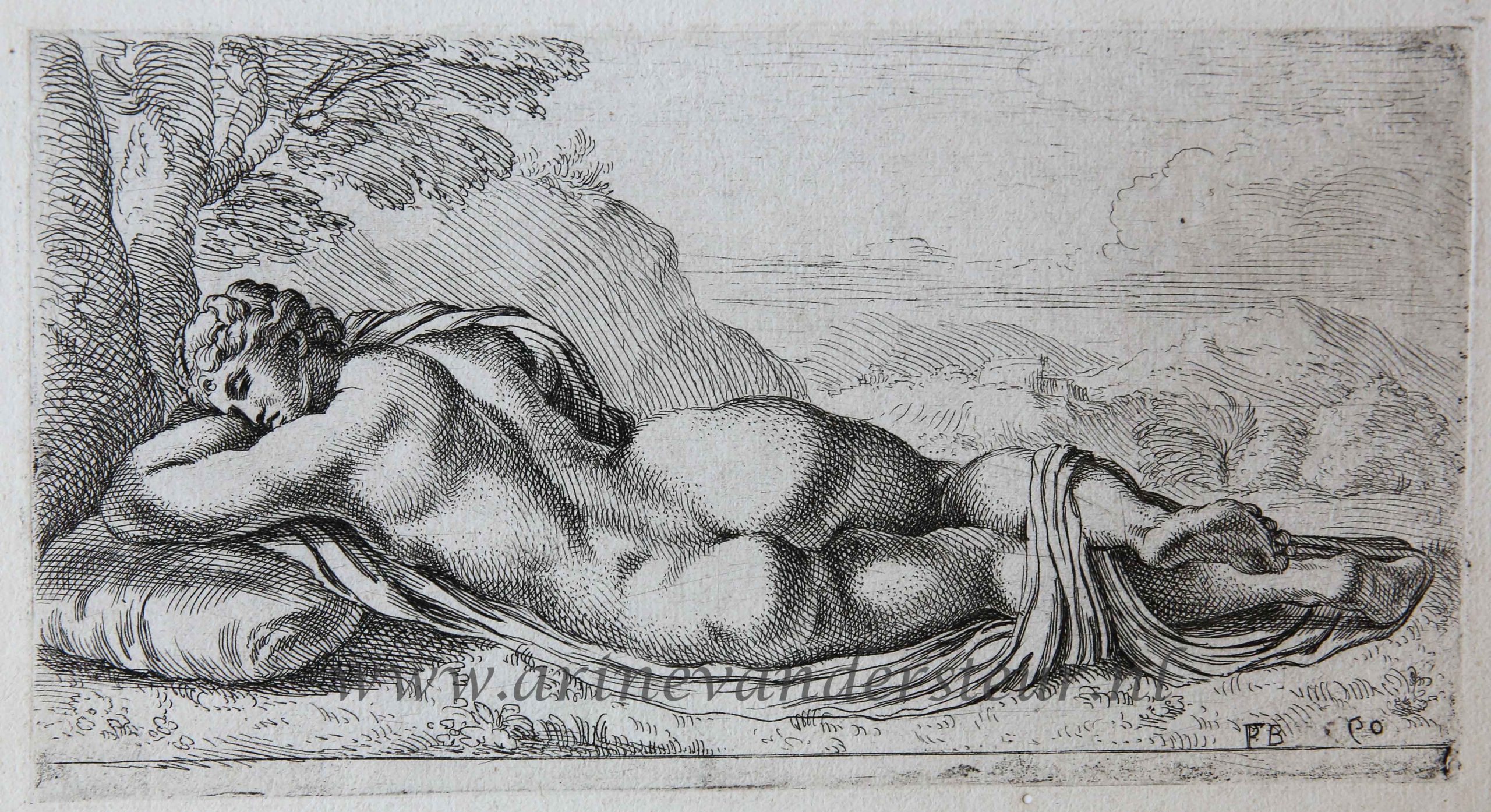 [Antique print, etching/ets, Rome] Hermaphroditos /Hermafrodiet ['Segmenta nobilium signorum et statuarum.'], published 1638.