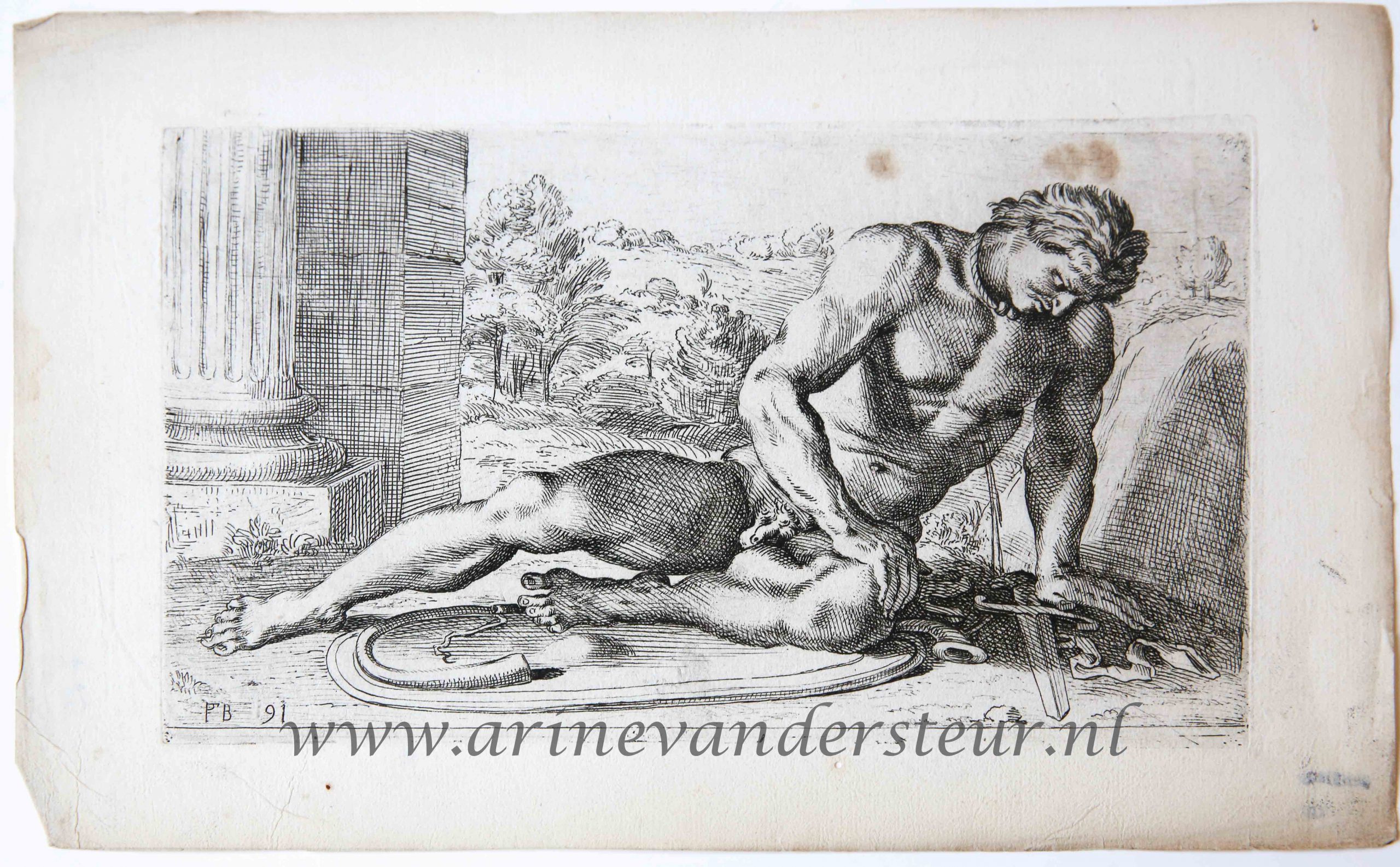 [Original etching/ets] The dying Gaul ['Segmenta nobilium signorum et statuarum.', 1638]/De stervende Galliër.