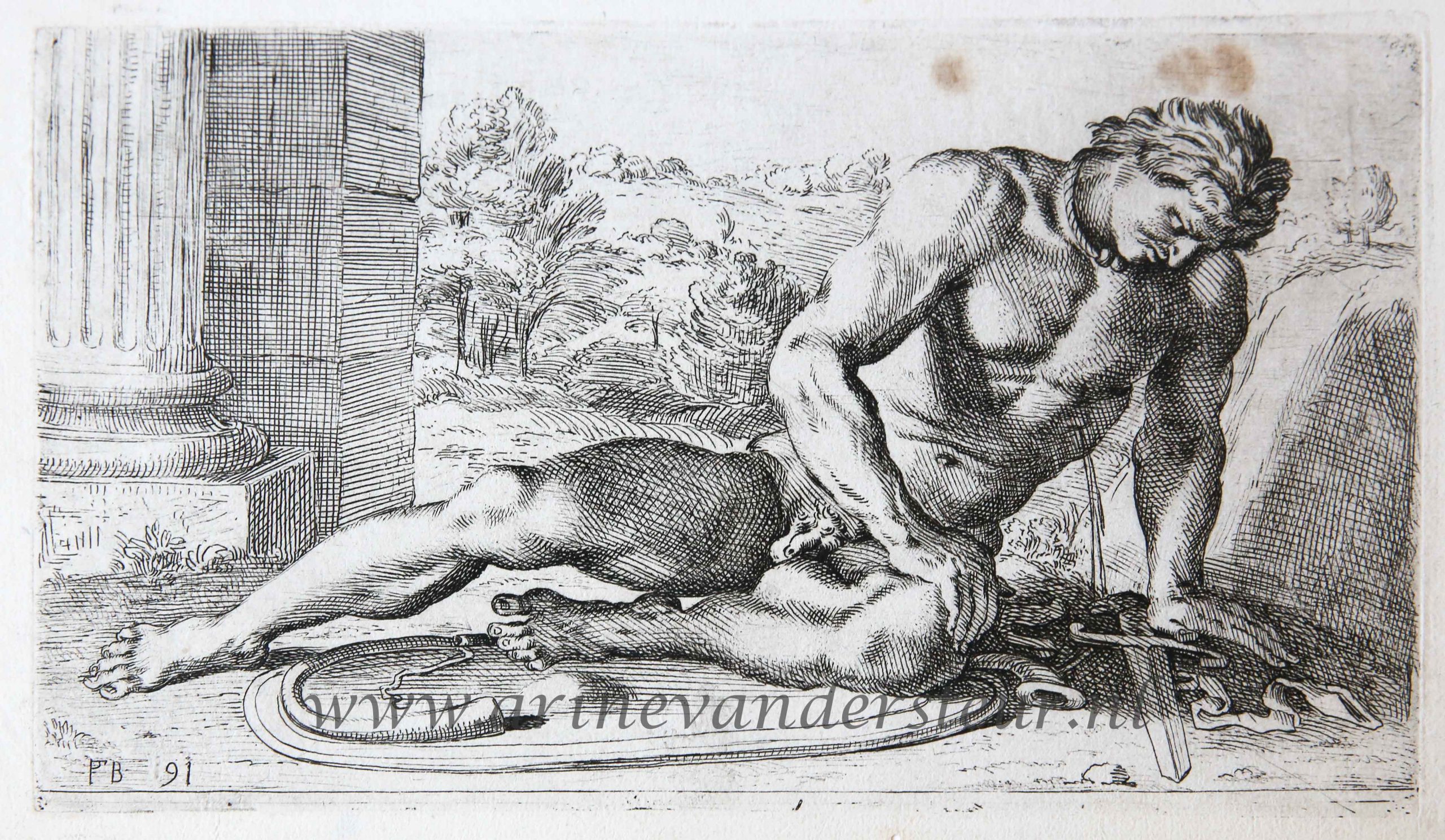 [Original etching/ets] The dying Gaul ['Segmenta nobilium signorum et statuarum.', 1638]/De stervende Galliër.