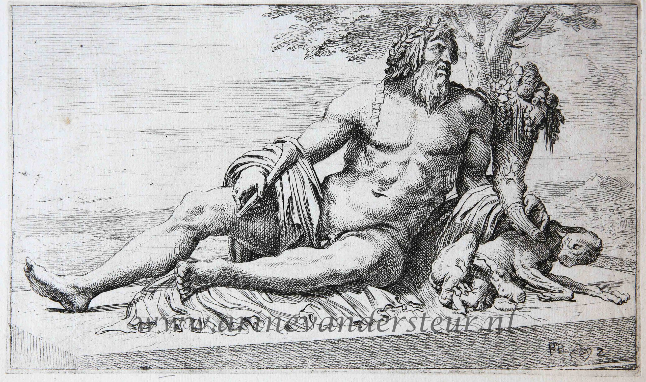 [Antique print, etching/ets, Rome] The Tiber ['Segmenta nobilium signorum et statuarum.'], published 1638.