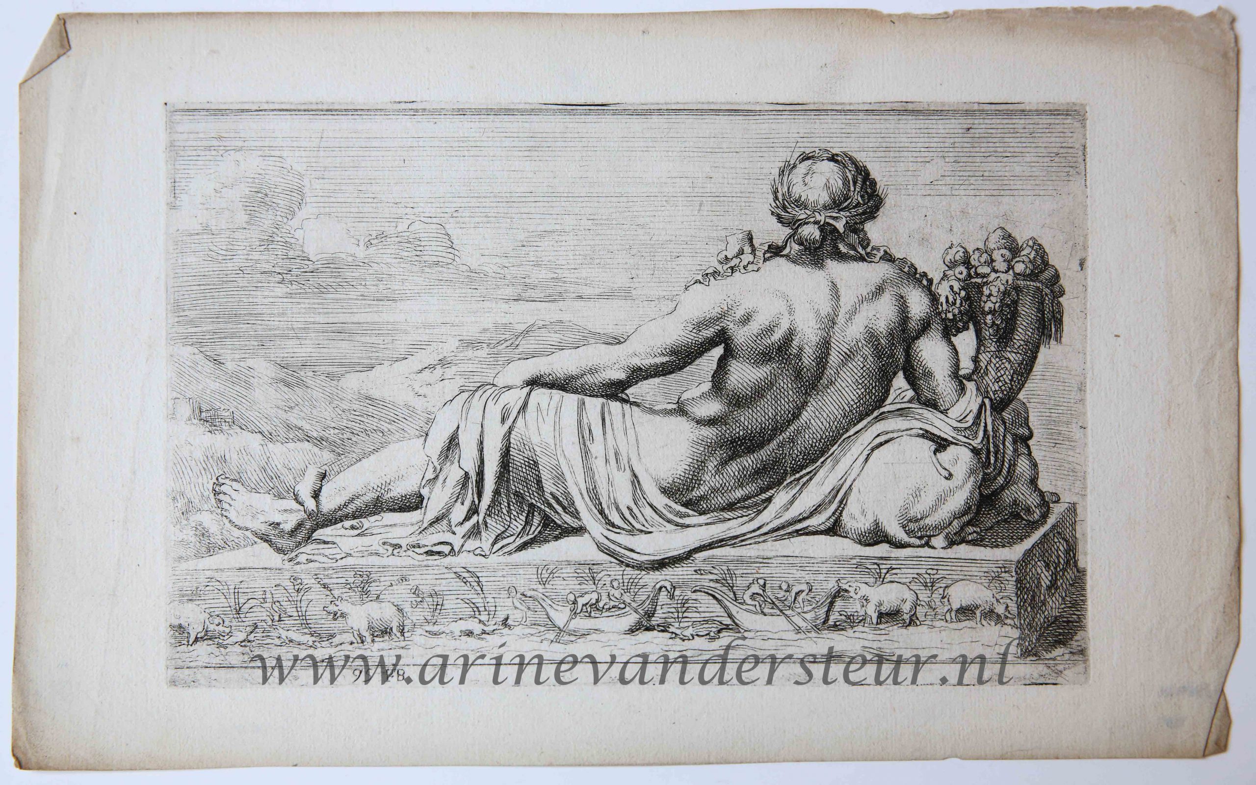 [Antique print, etching/ets, Rome] The Nile from the back/ De Nijl [‘Segmenta nobilium signorum et statuarum.’], published 1638.
