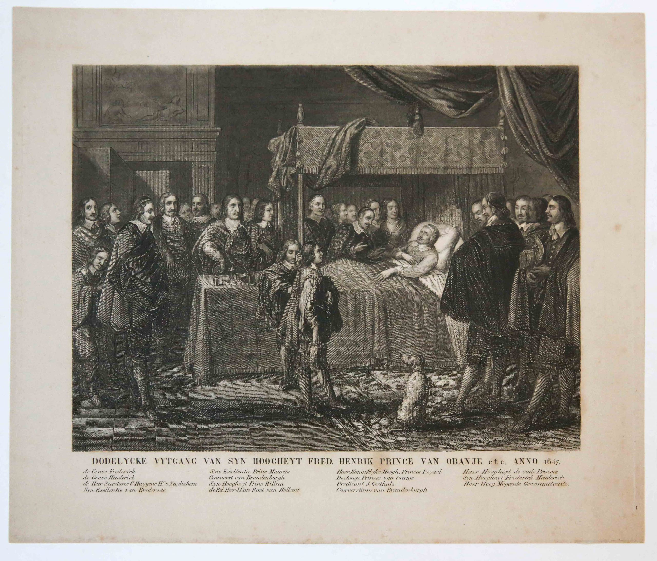 [Original etching/ets] 'Dodelycke uytgang van syn hoogheyt Fred. Henrik prince van Oranje'; death of Frederick Henry, Prince of Orange, 1647