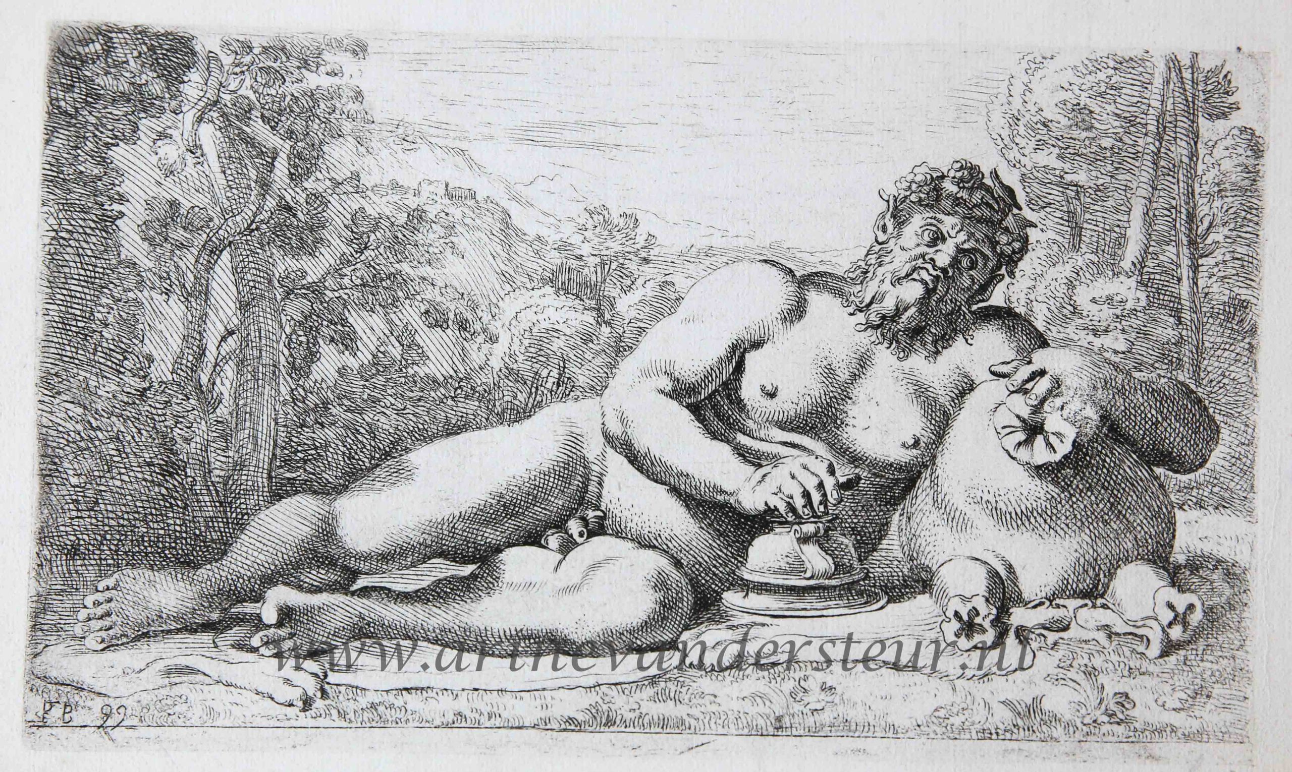 [Antique print, etching/ets, Rome] Silenus [‘Segmenta nobilium signorum et statuarum.’], published 1638.
