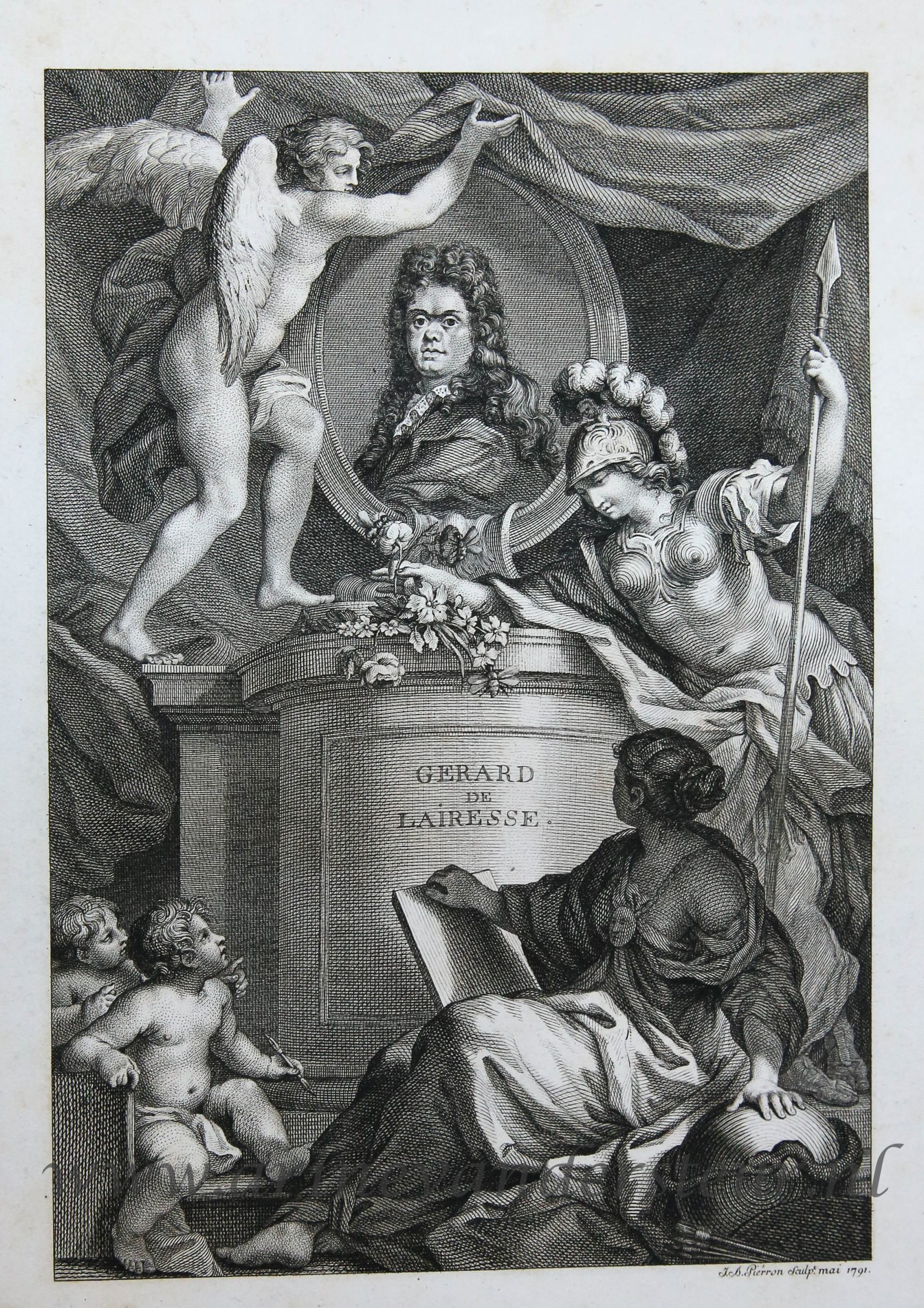 [Antique print, engraving] Allegory on the glory of Gerard de Lairesse [Allegorie a la Gloire de Gerard Lairesse]/Allegorie over Gerard de Lairesse, published 1791.