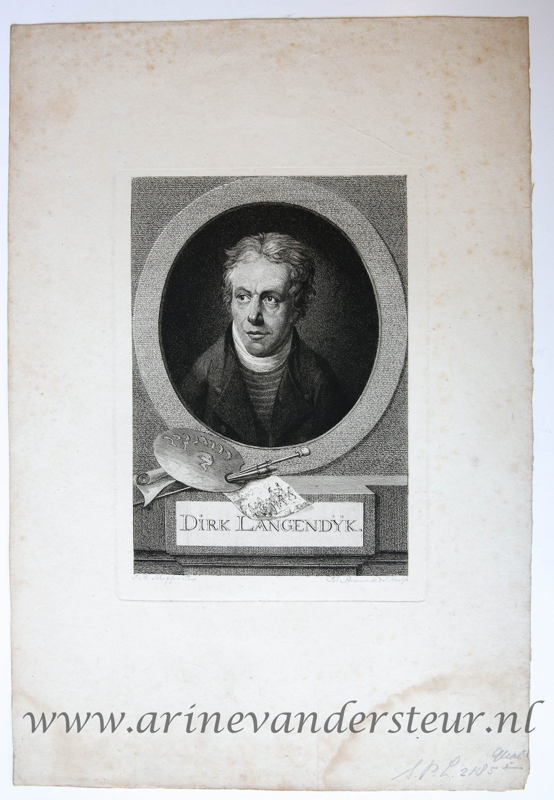 [Original etching/ets] Portrait of DIRK LANGENDIJK/Portret van schilder Dirk Langendijk.