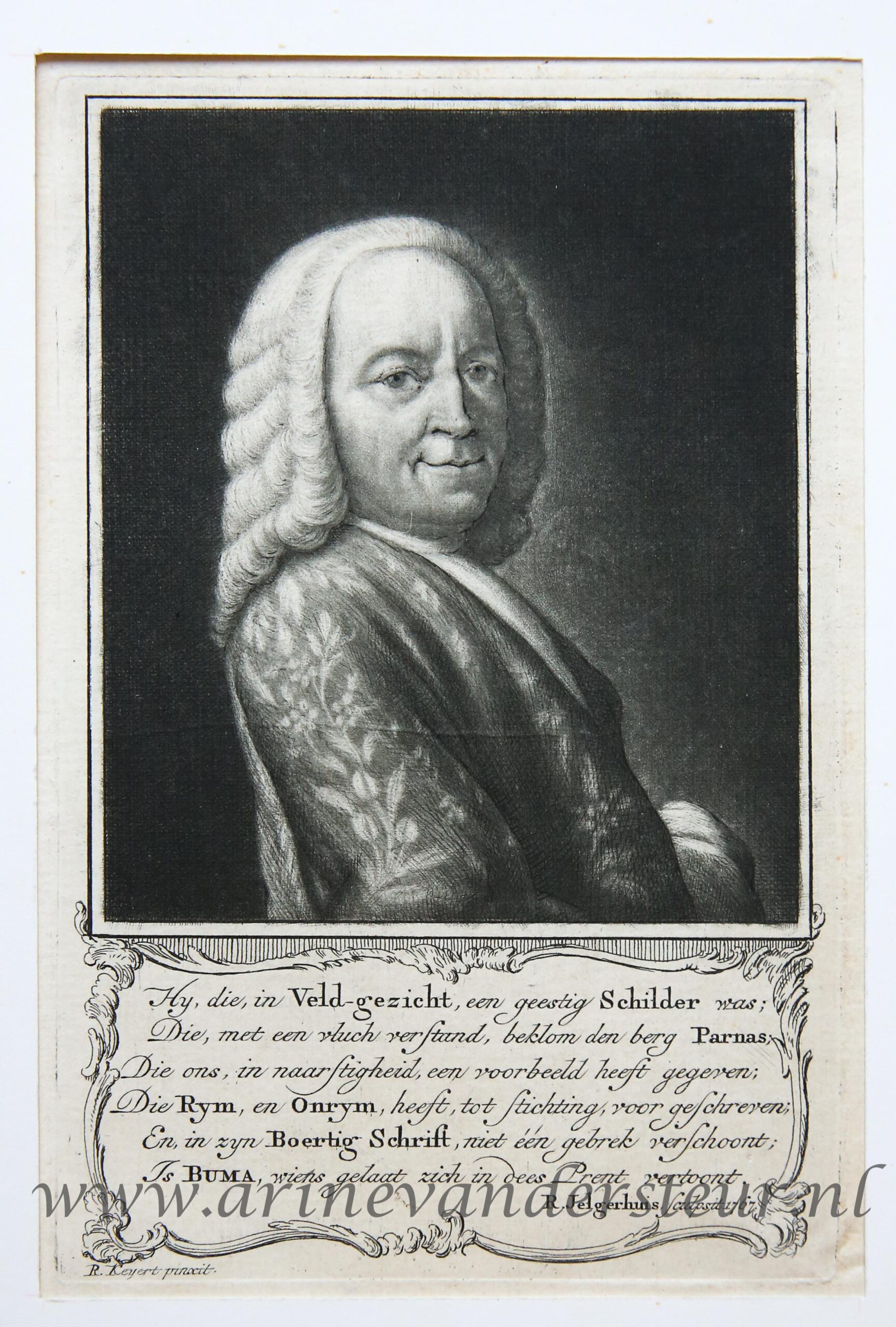 [Original Mezzotint] Johannes Buma (portrait of)/Portret van schilder en dichter Johannes Buma.
