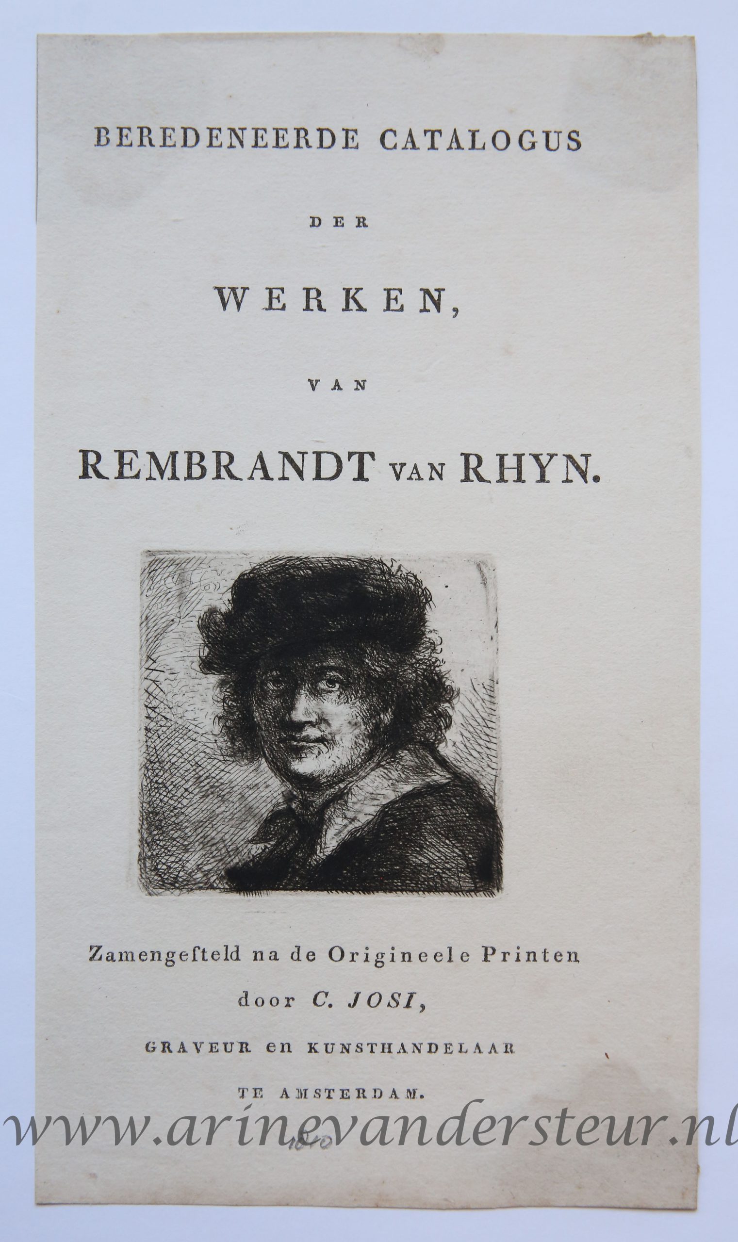[Antique title page, 1810] Portrait of Rembrandt / Portret van Rembrandt [BEREDENEERDE CATALOGUS DER WERKEN VAN REMBRANDT VAN RHYN], published 1810, 1 p.