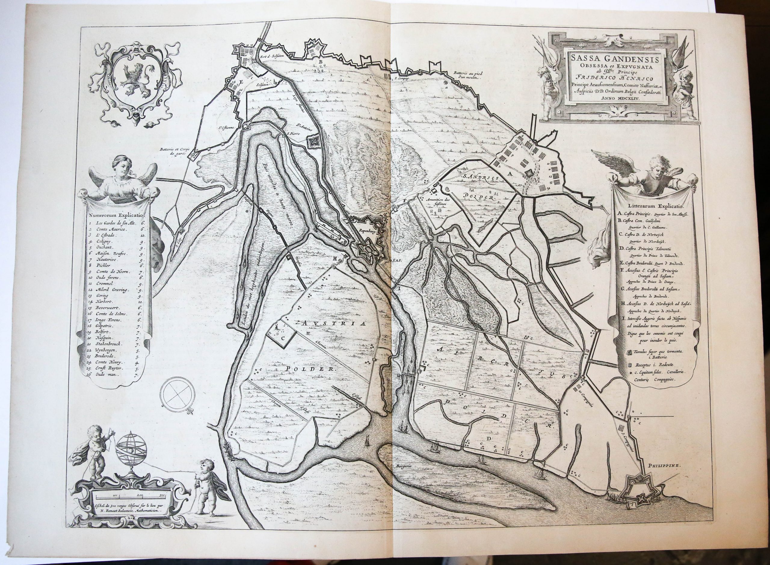 [Original etching and engraving cartography/ets en gravure kaart] 'SASSA GANDENSIS OBSESSA et EXPUGNATA [...]'; Sas van Gent 1644.