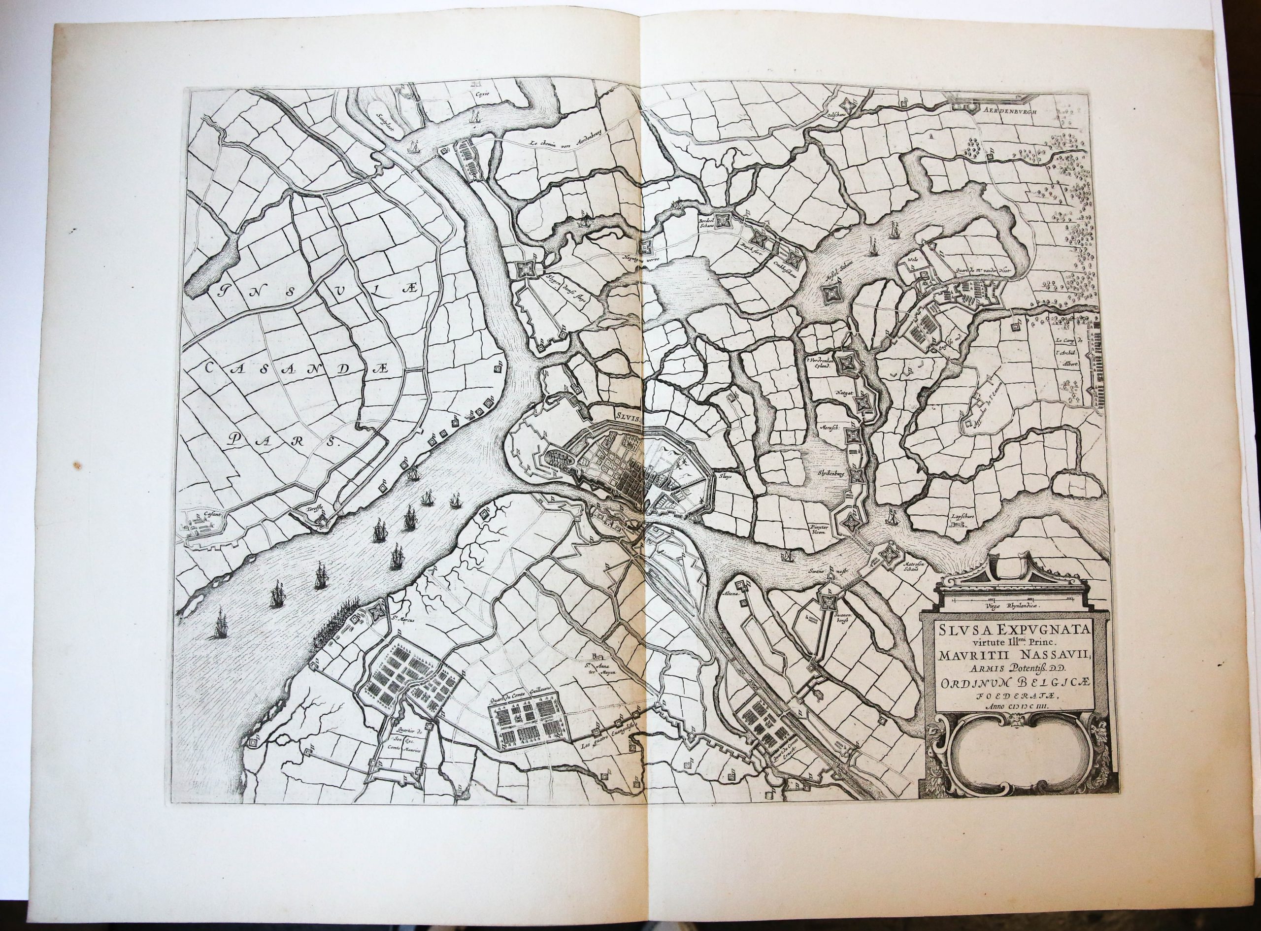 [Original etching and engraving cartography/ets en gravure kaart] 'SLVSA EXPUGNATA [...]'; Beleg van Sluis; Siege of Sluis, 1604.