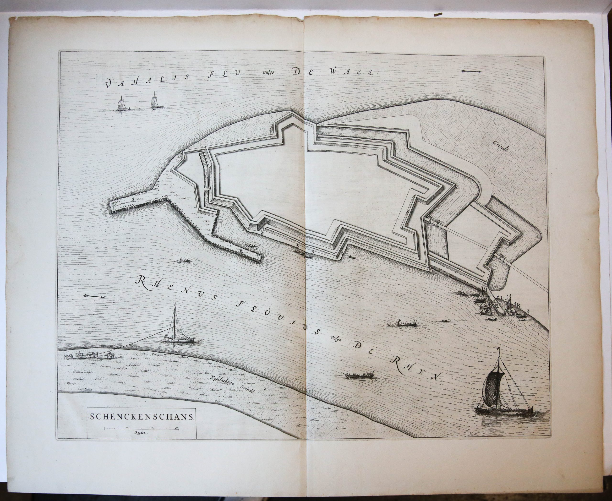 [Original engraving and etching cartography/ets en gravure kaart] Schenckenschans, 1635.