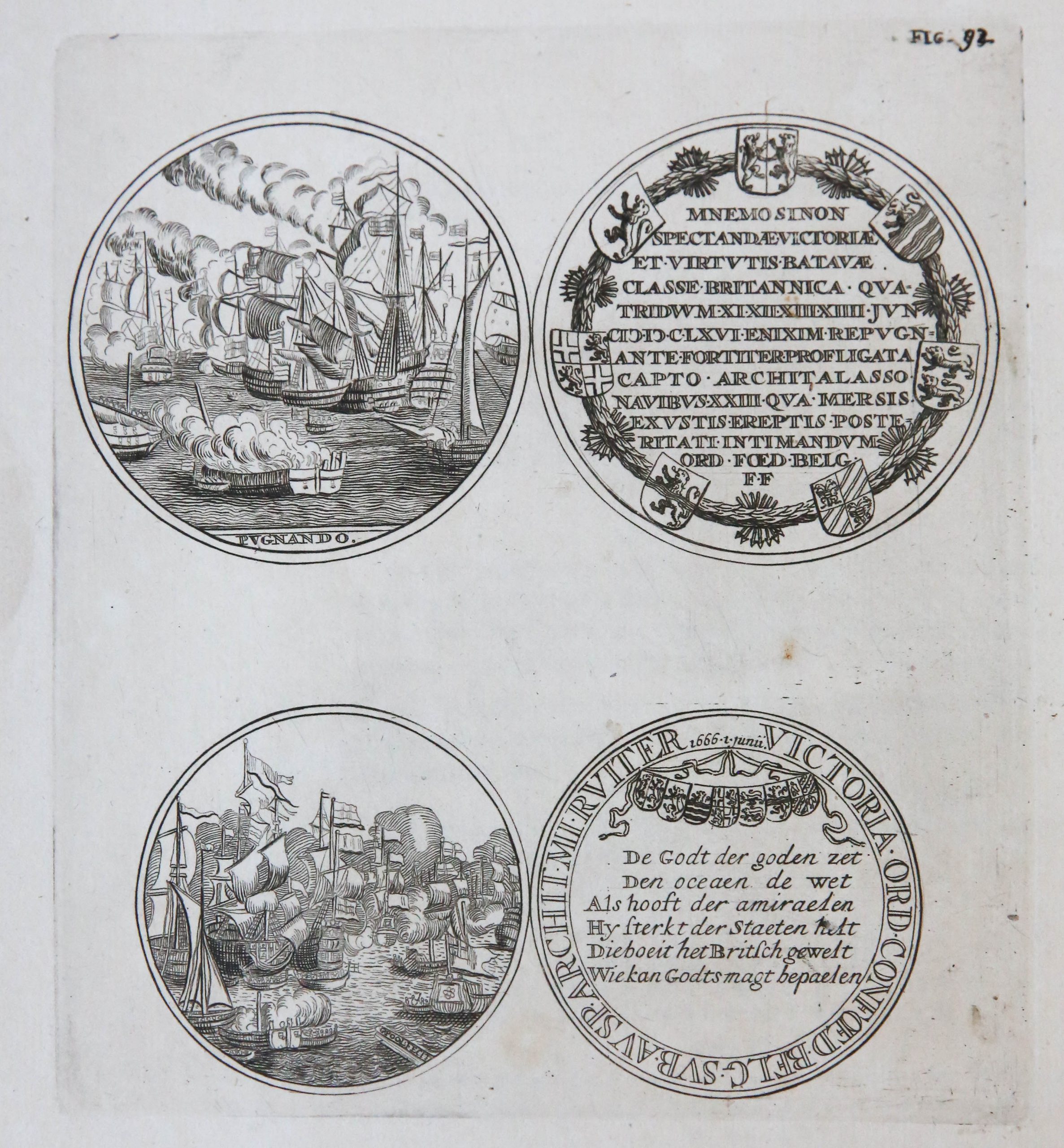 [Original etching and engraving/ets en gravure] Gedenkpenning bondgenootschap Frankrijk en Holland; medal alliance of France and Holland, 1666.