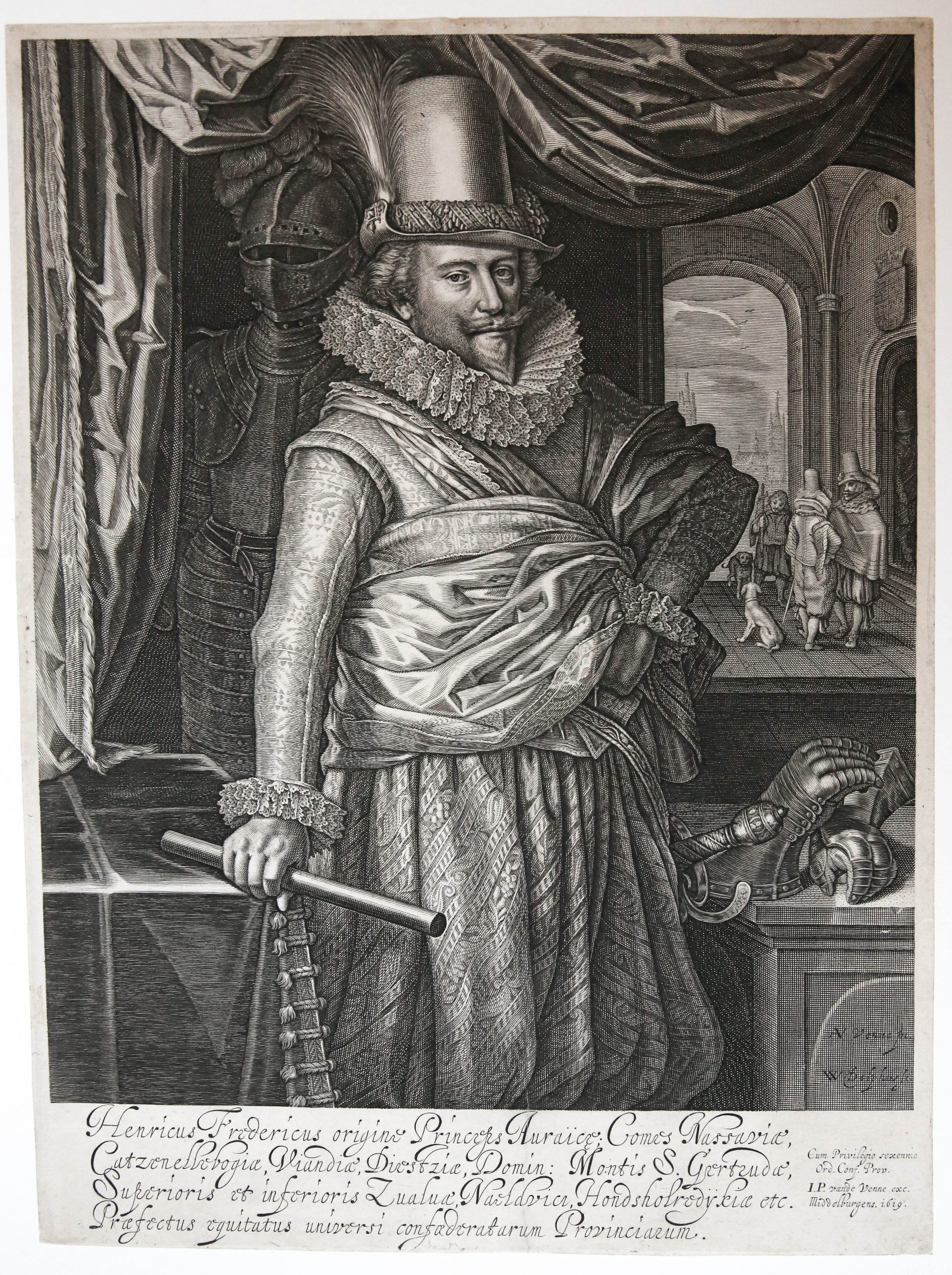 [Original engraving/gravure] 'Henricus Fridericus'; Portrait of Prins Frederik Hendrik; Frederick Henry, Prince of Nasau-Orange.
